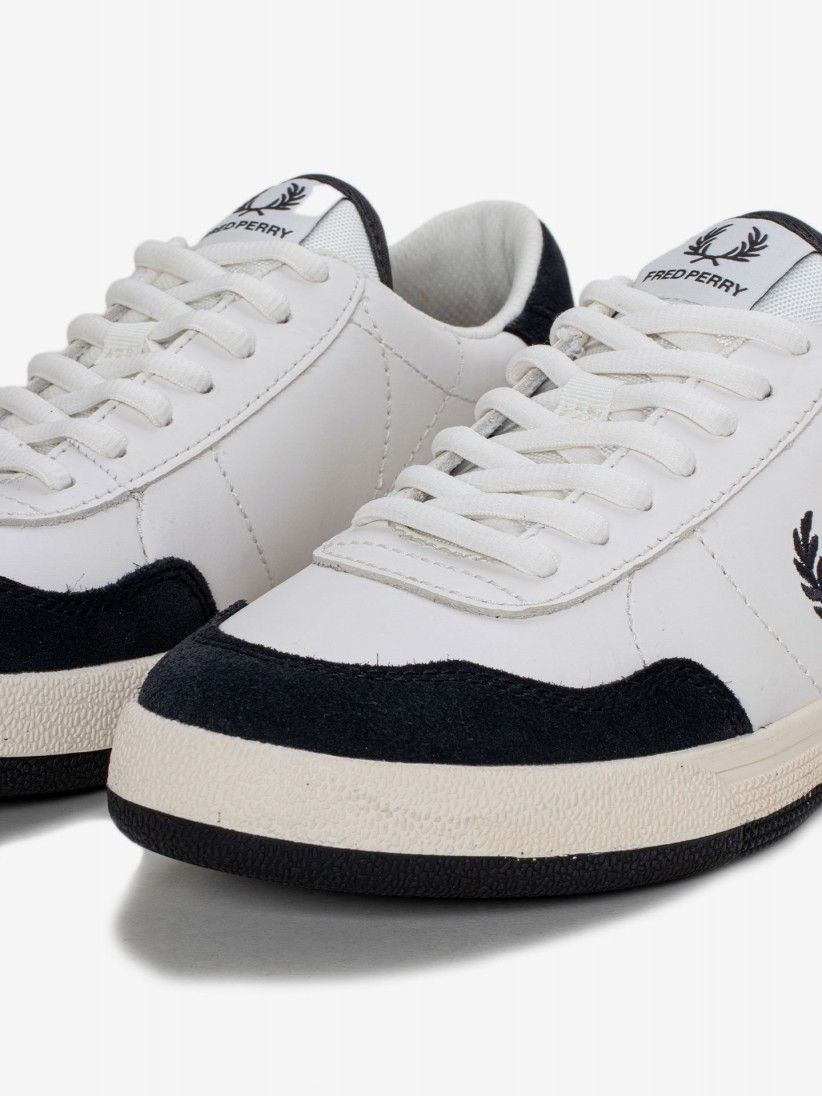 Fred Perry B11 Leather and Suede White and Black Sneakers