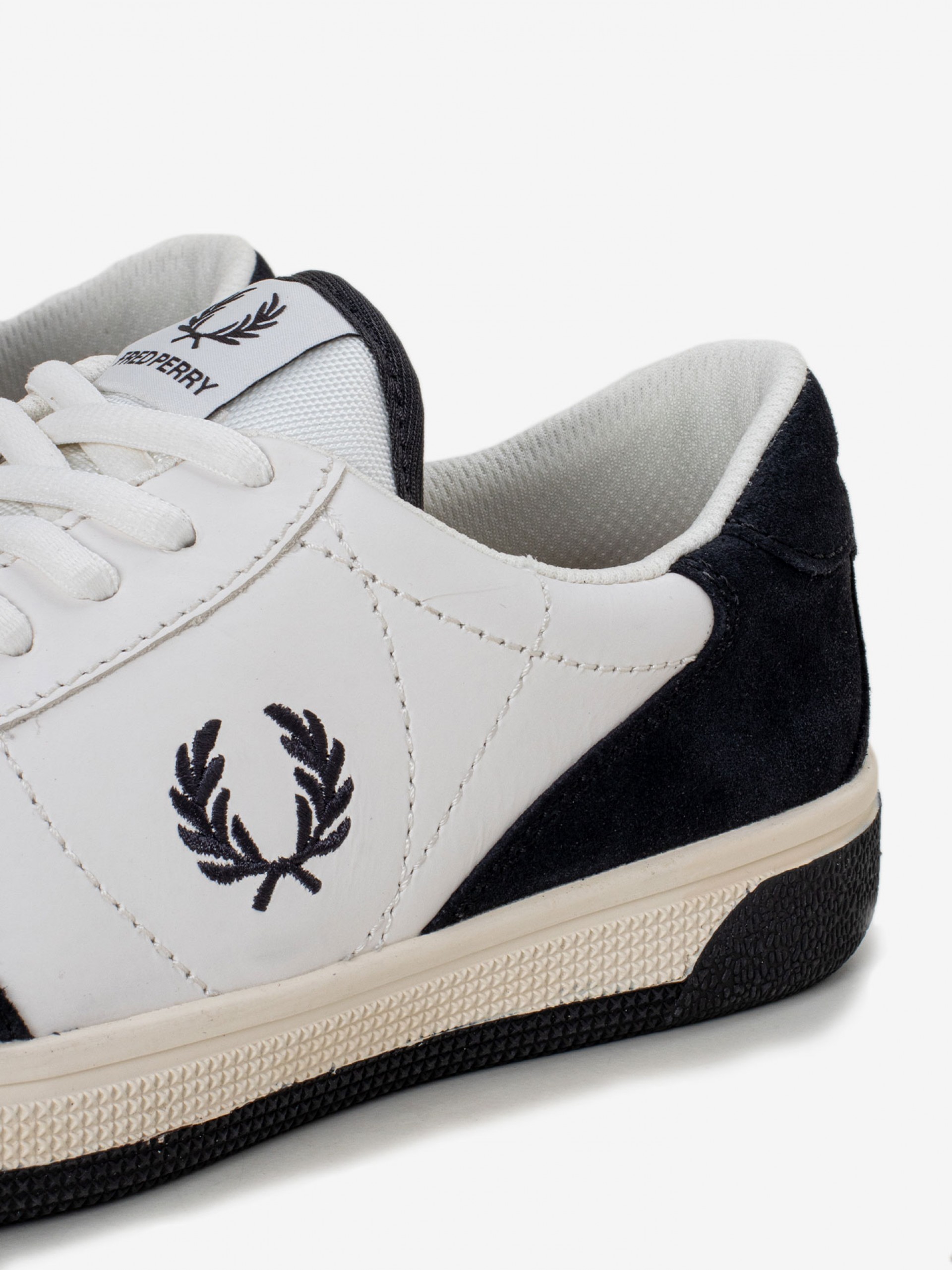 Fred Perry B11 Leather and Suede White and Black Sneakers