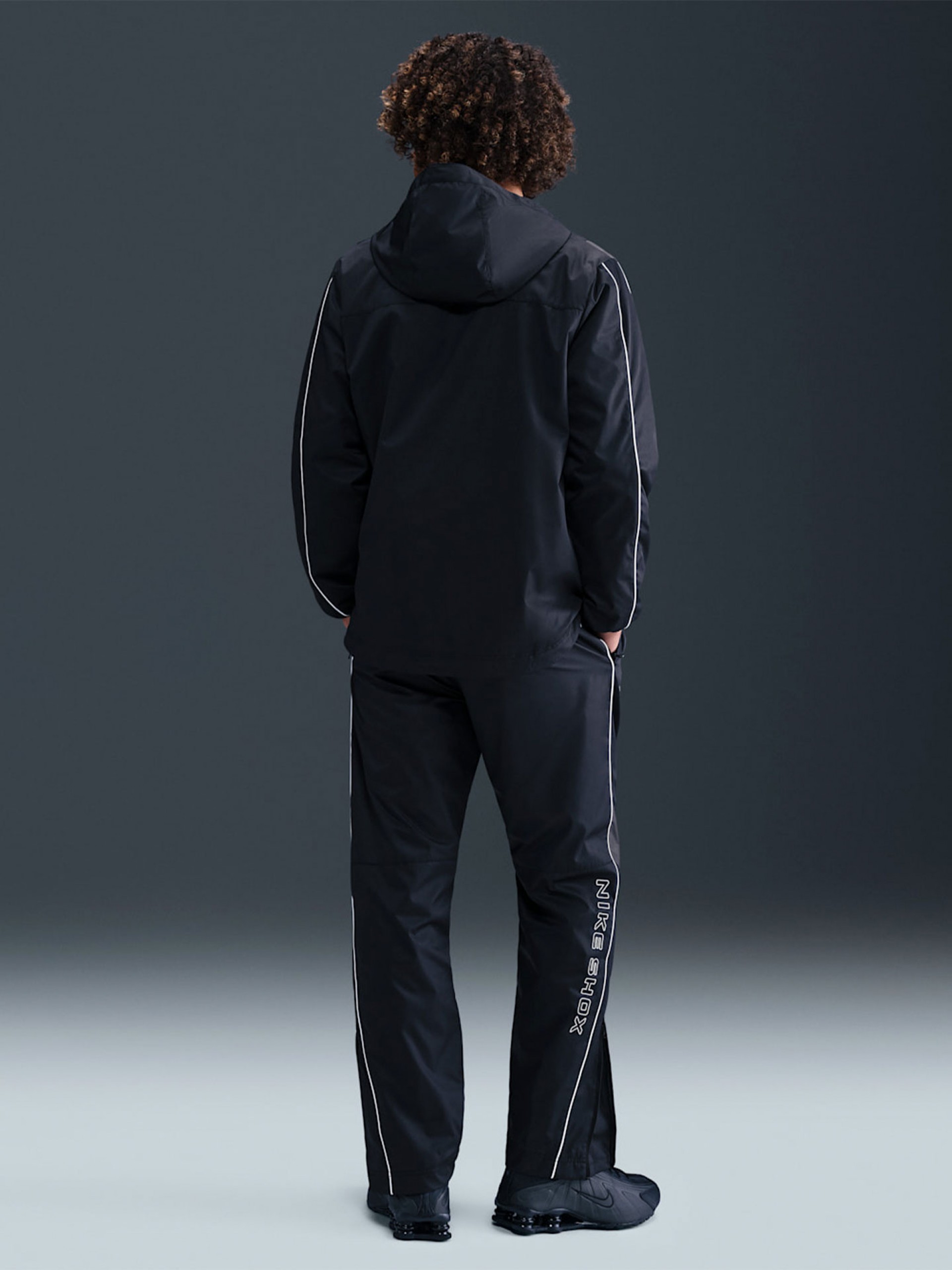 Nike Sportswear Shox Black Hooded Windbreaker Jacket For Men