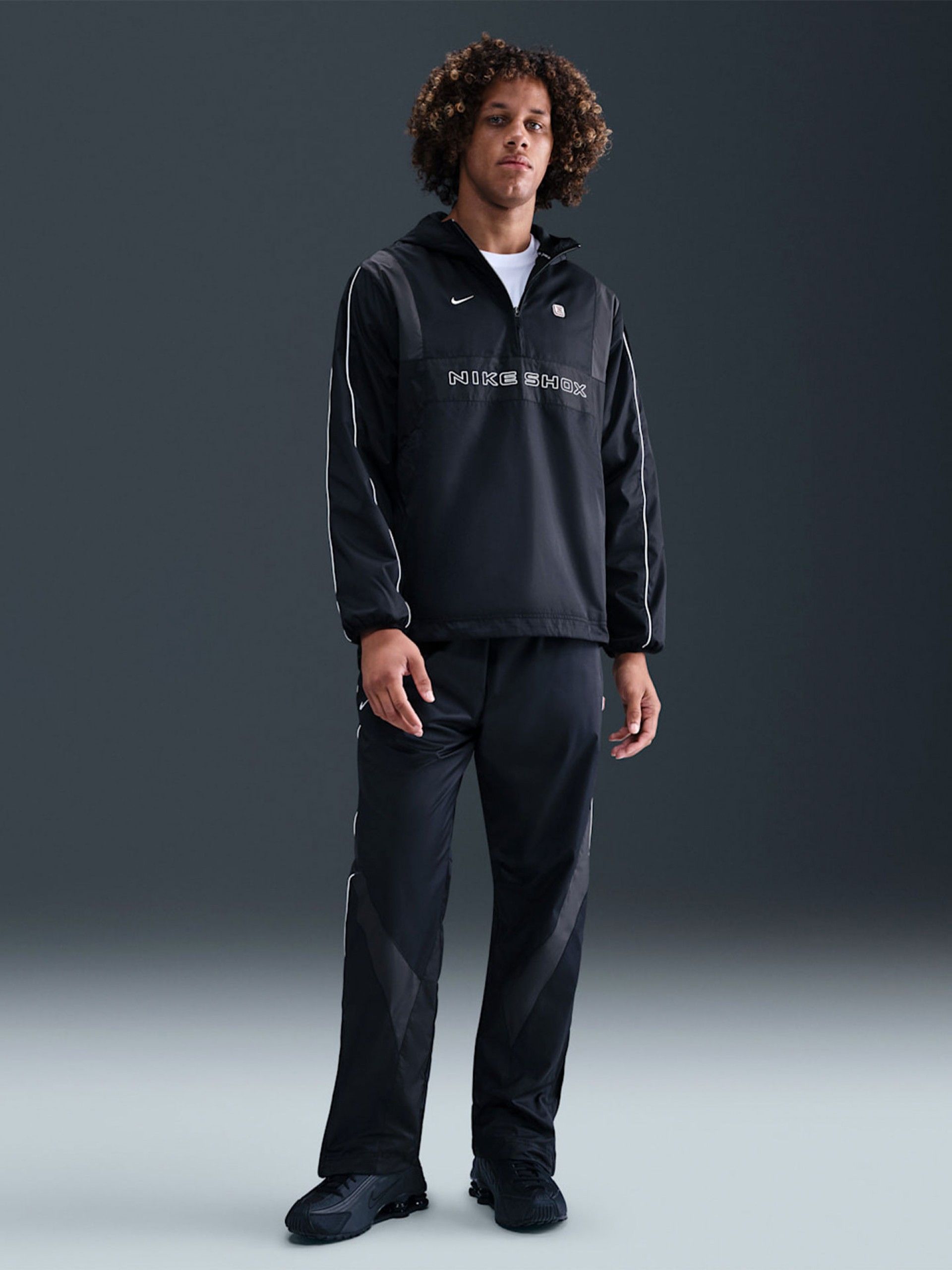 Nike Sportswear Shox Black Hooded Windbreaker Jacket For Men