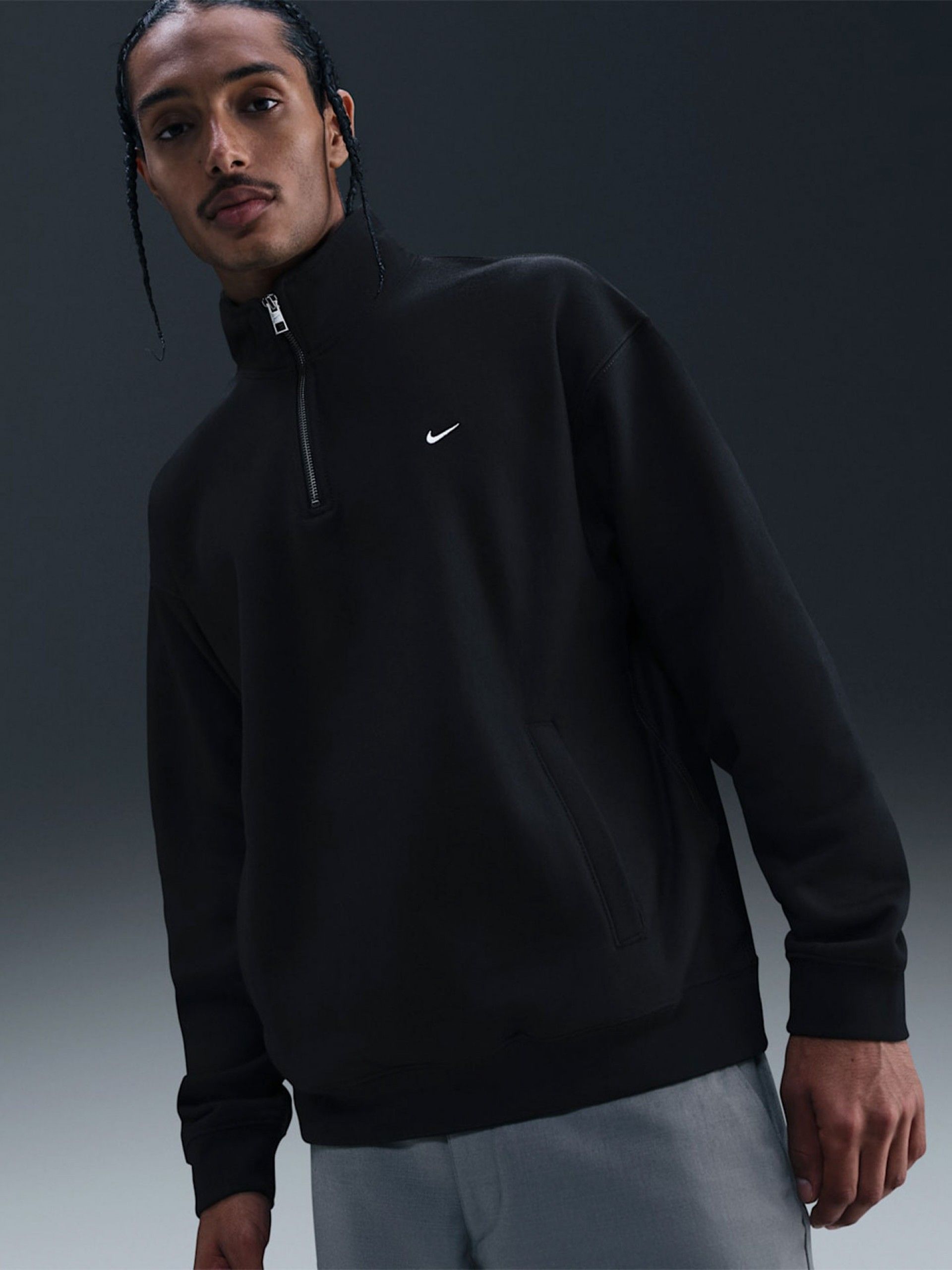 Sudadera con Cremallera Nike Solo Swoosh Negra Para Hombre