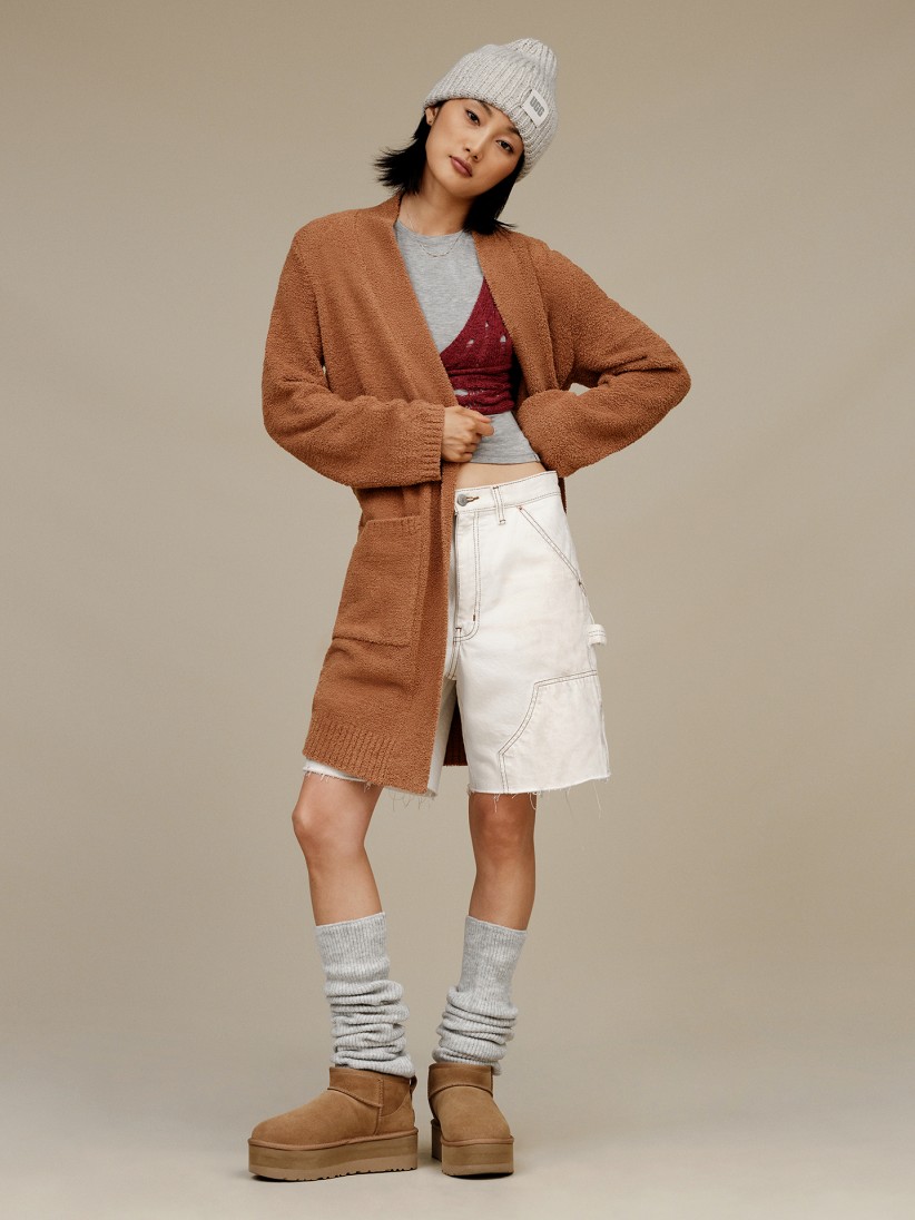 Gorro Ugg Chunky Rib Cinzento Para Mulher