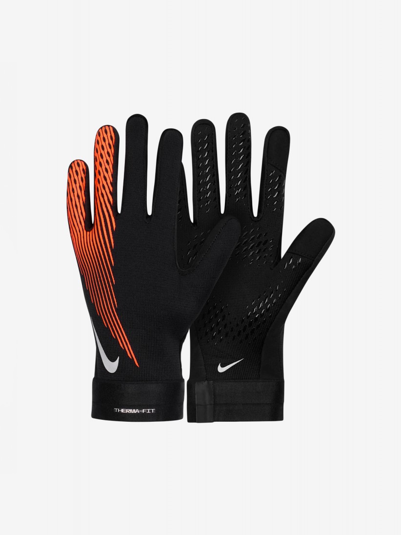 Luvas de Futebol Nike Academy Therma-FIT Jnior Pretas e Laranja