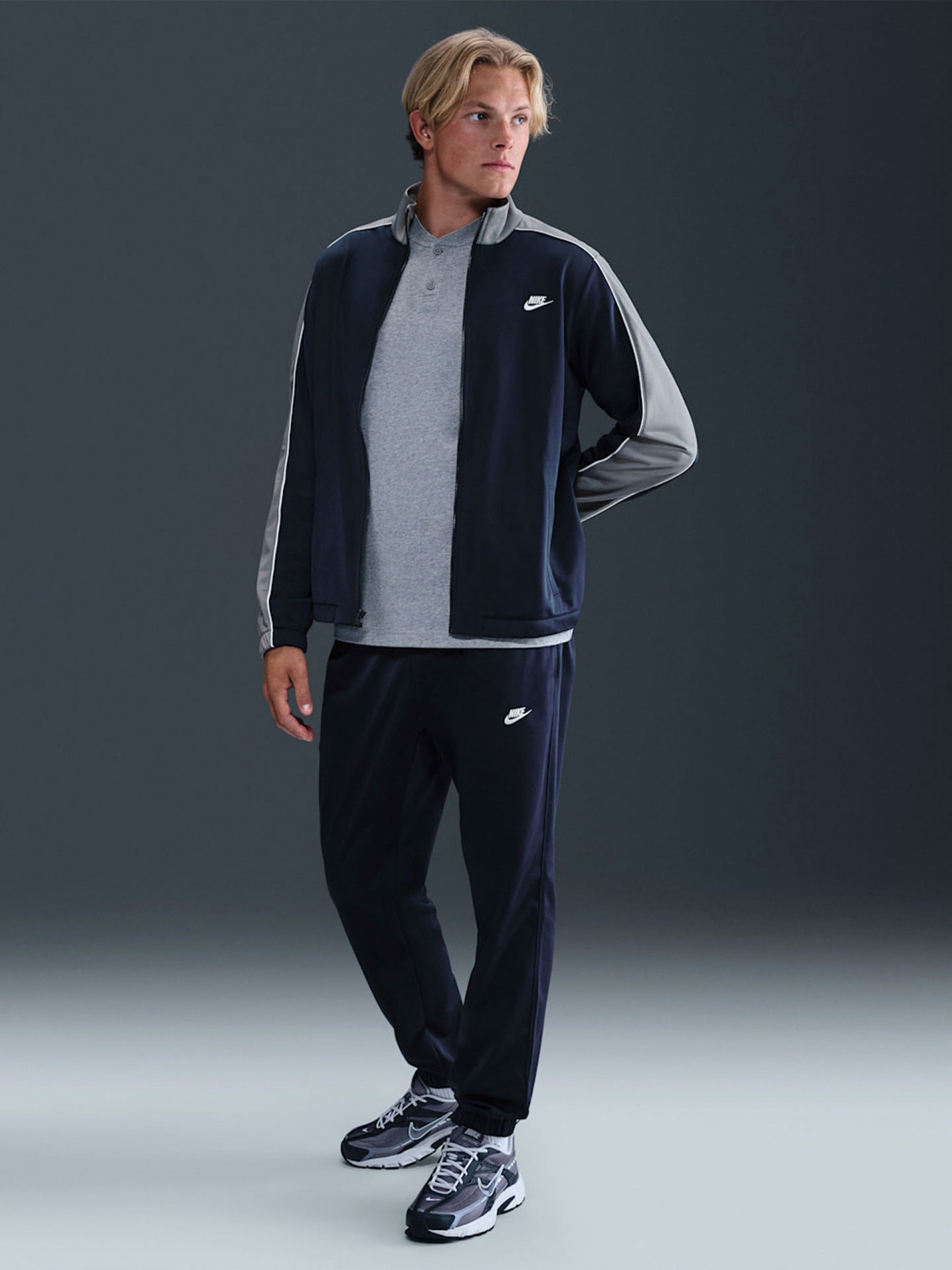 Nike Club Poly Knit Blue and Grey Tracksuit For Men