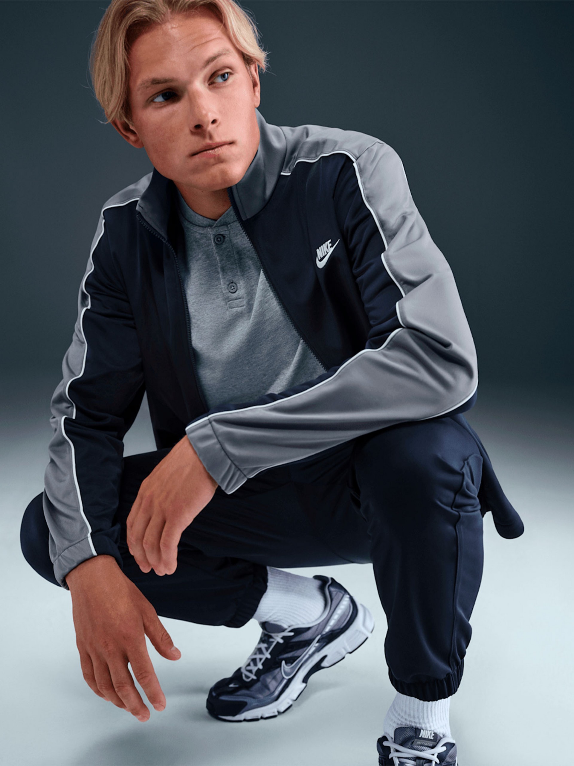 Fato de Treino Nike Club Poly Knit Azul e Cinzento Para Homem