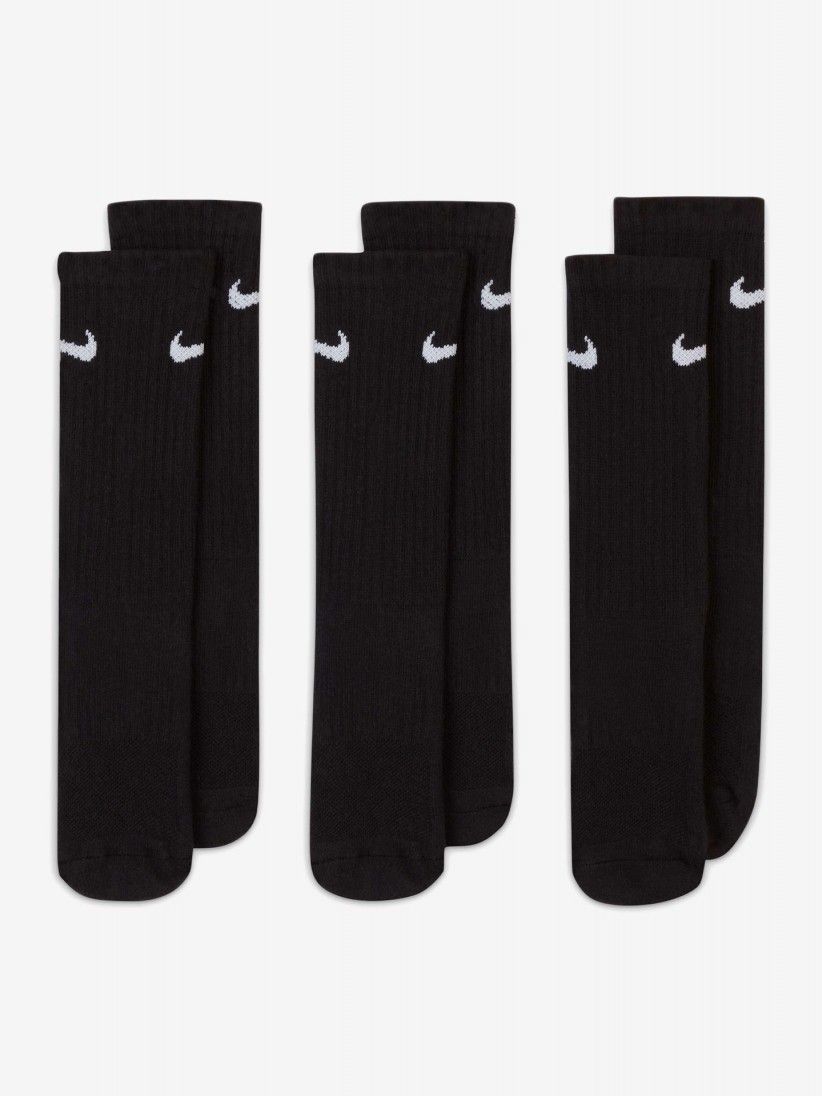 Calcetines Nike Everyday Cushioned Crew Negros (3 Pares)