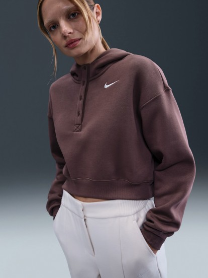 Sudadera con Capucha Nike Sportswear Phoenix Fleece Marr�n Para Mujer