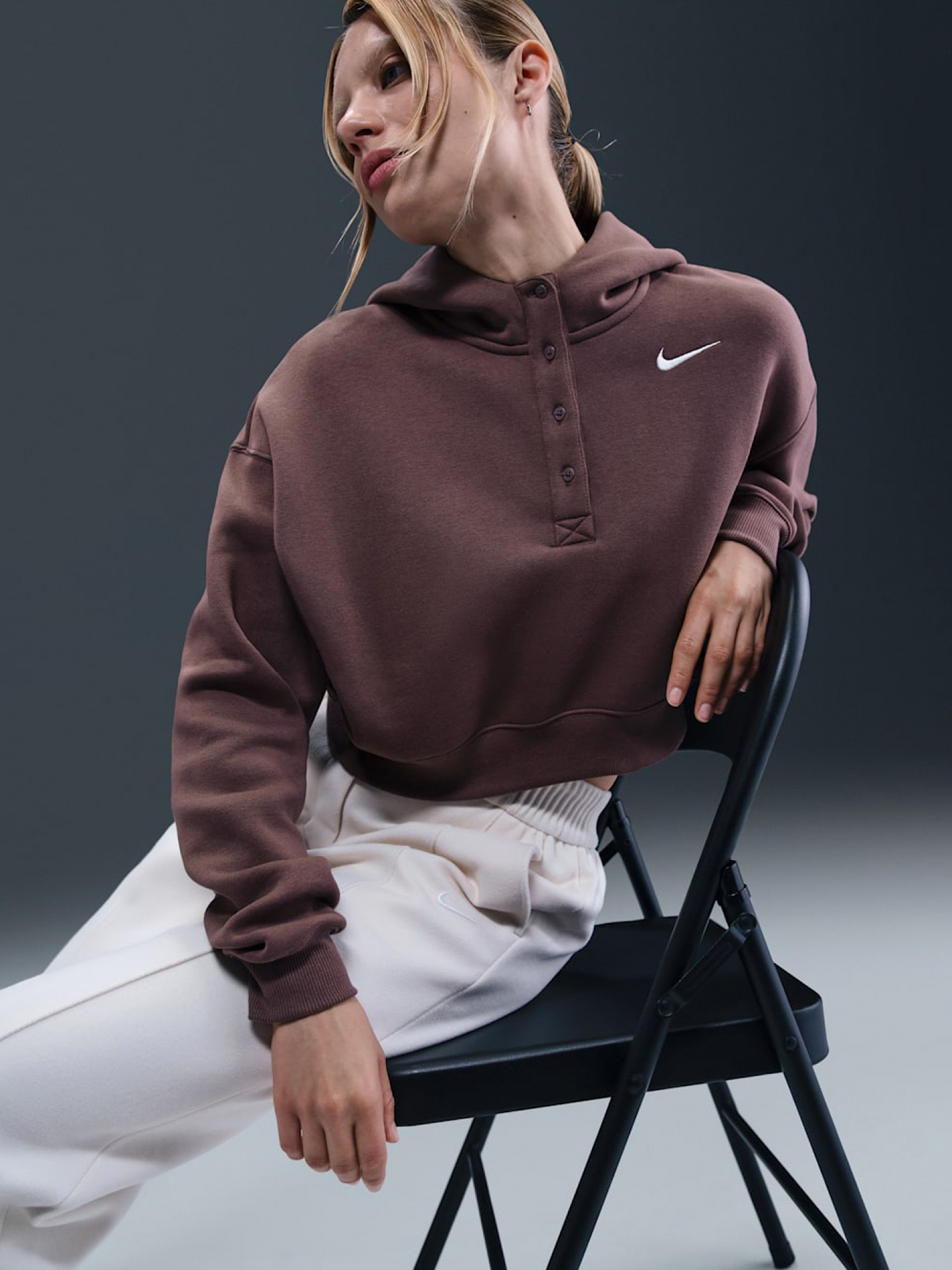 Nike Sportswear Phoenix Fleece Brown Hoodie For Women