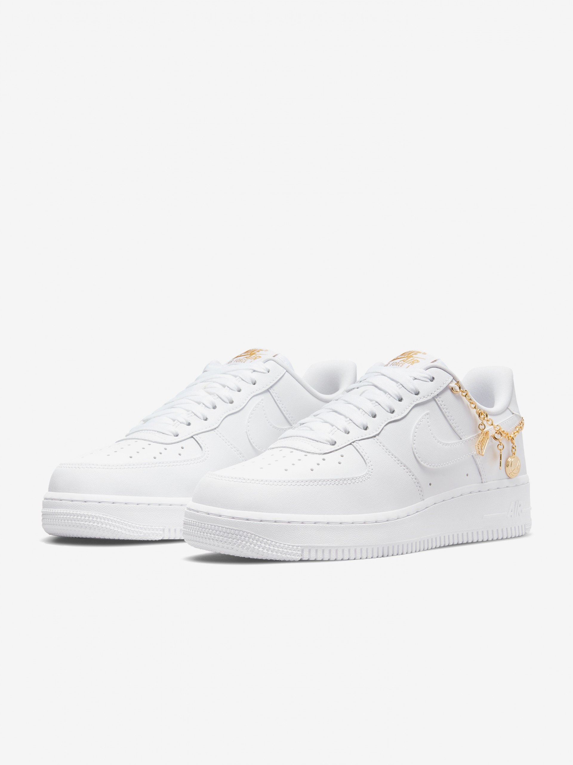 Sapatilhas Nike Air Force 1 07 LX Brancas e Douradas Para Mulher