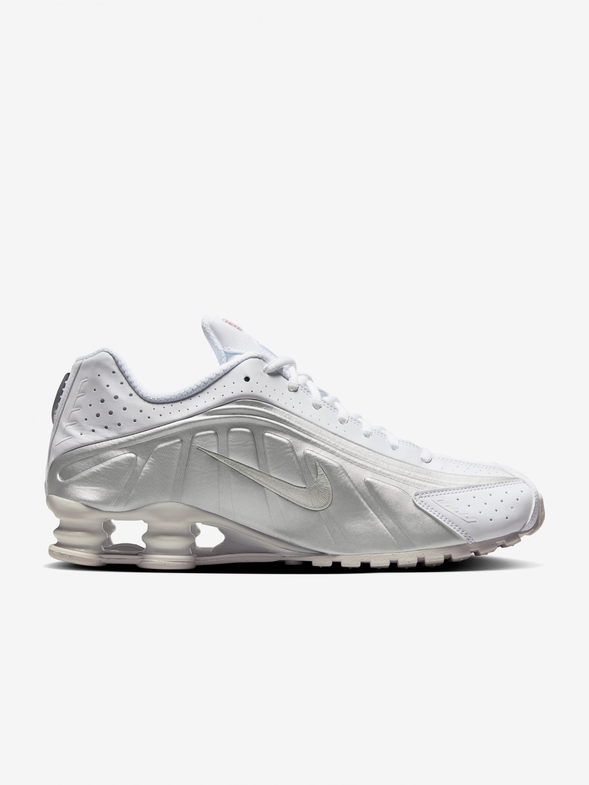Zapatillas Nike Shox R4 Blancas y Plateadas Para Hombre
