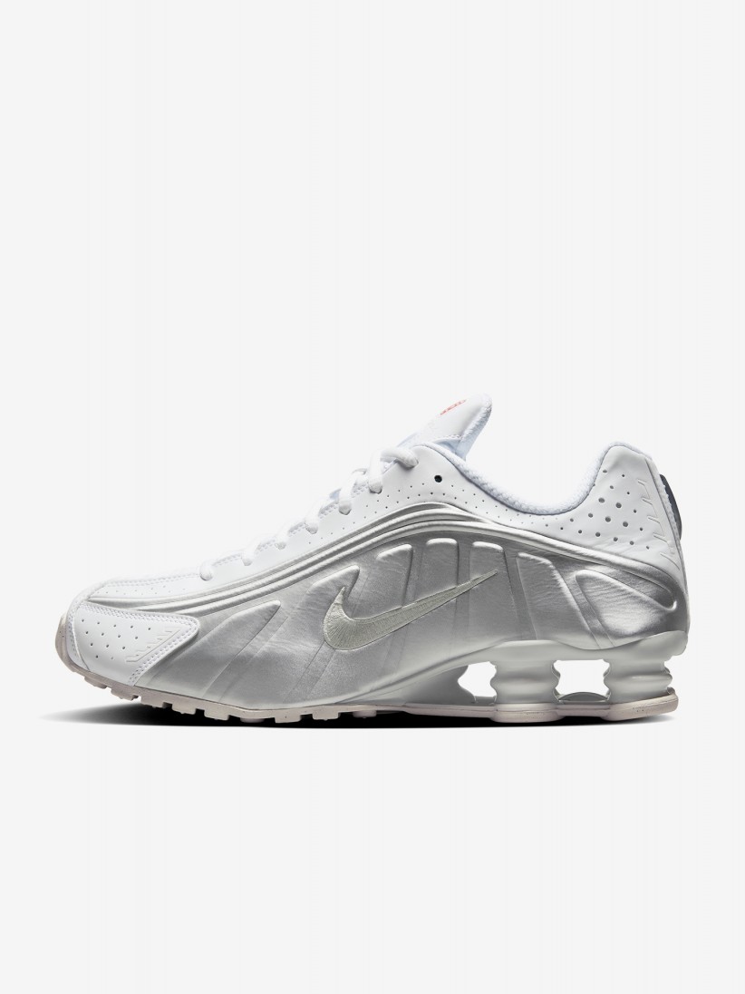 Zapatillas Nike Shox R4 Blancas y Plateadas Para Hombre
