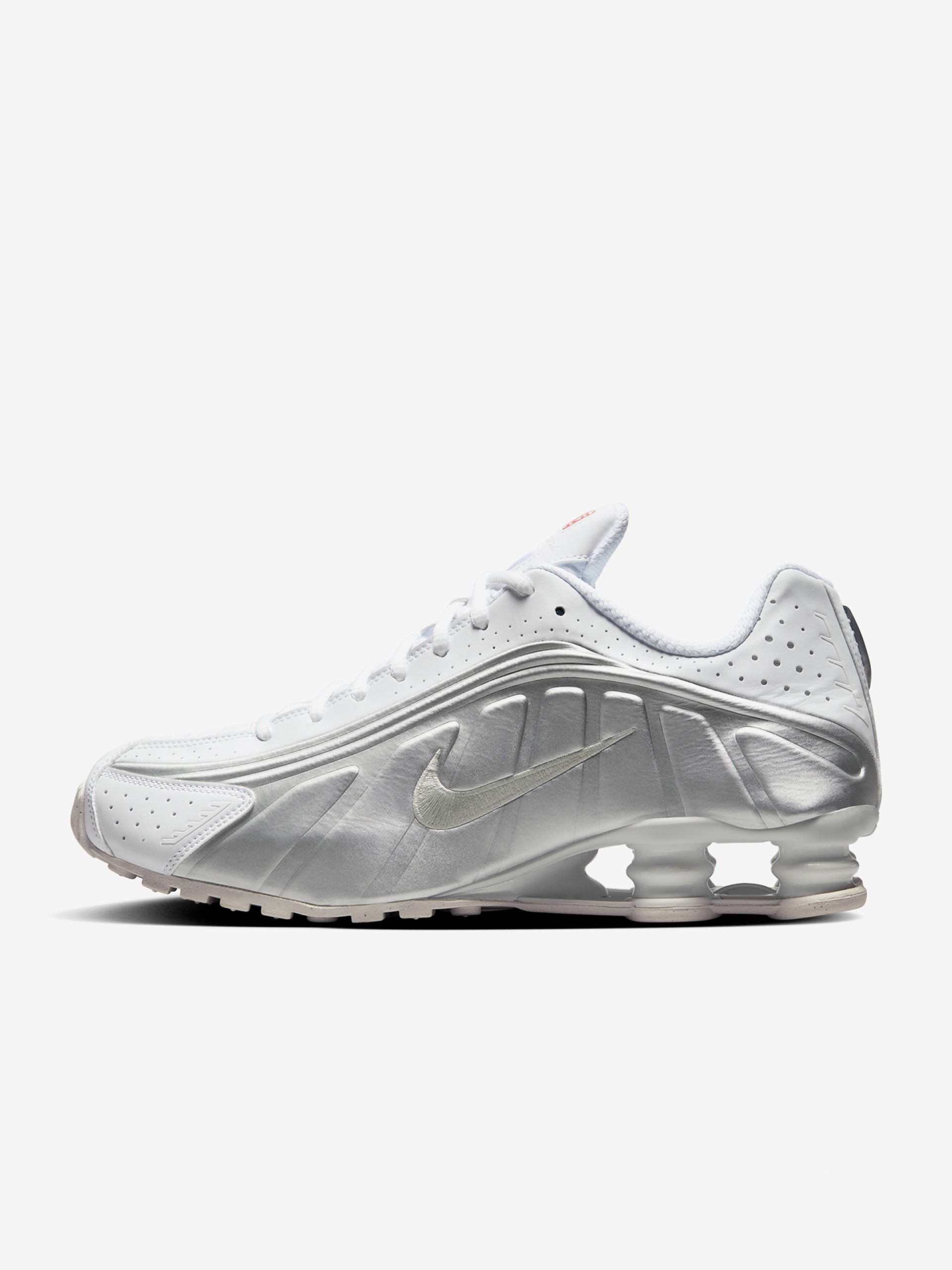 Zapatillas Nike Shox R4 Blancas y Plateadas Para Hombre