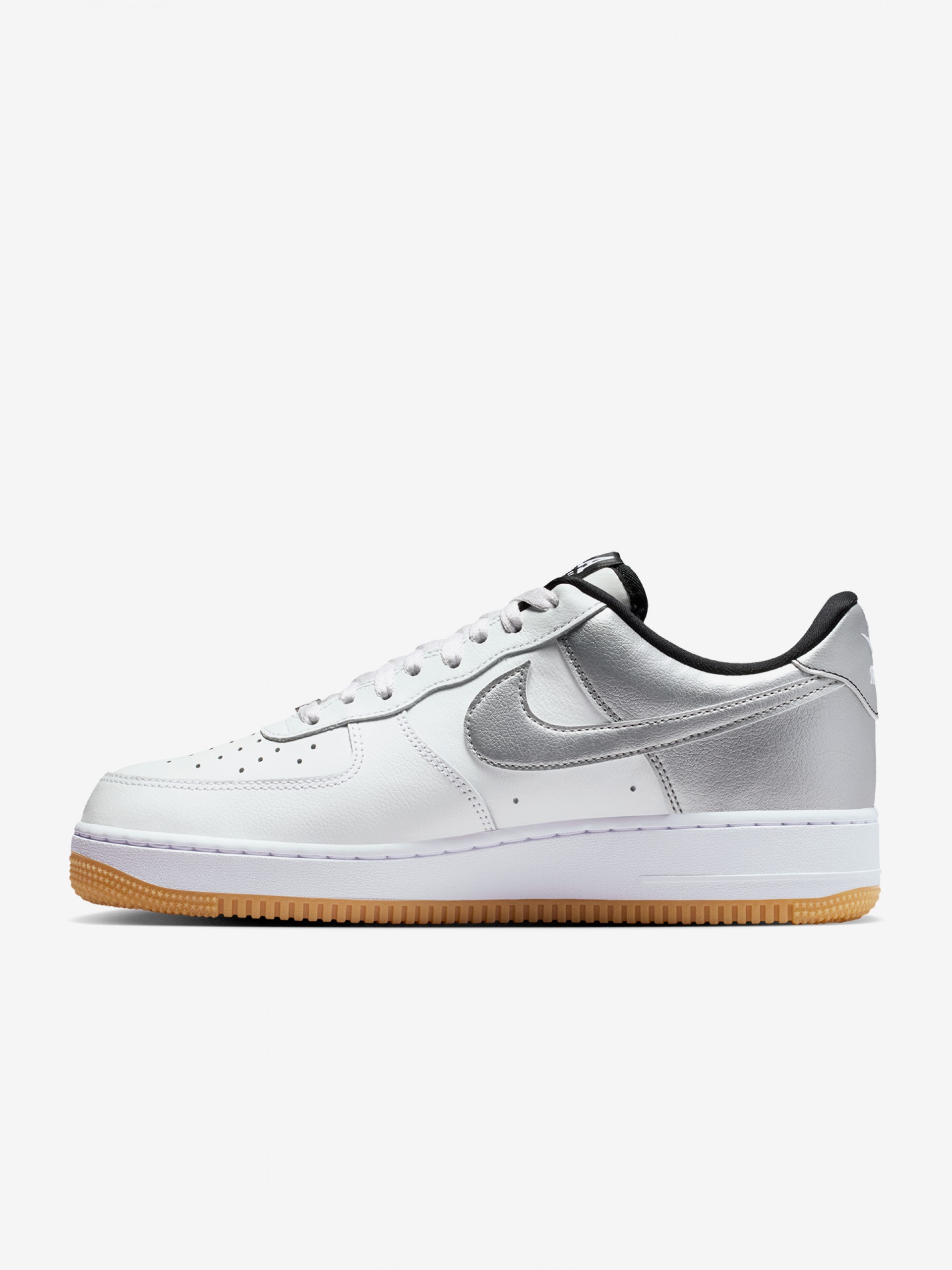 Zapatillas Nike Air Force 1 07 LV8 Blancas, Negras y Plateadas Para Hombre