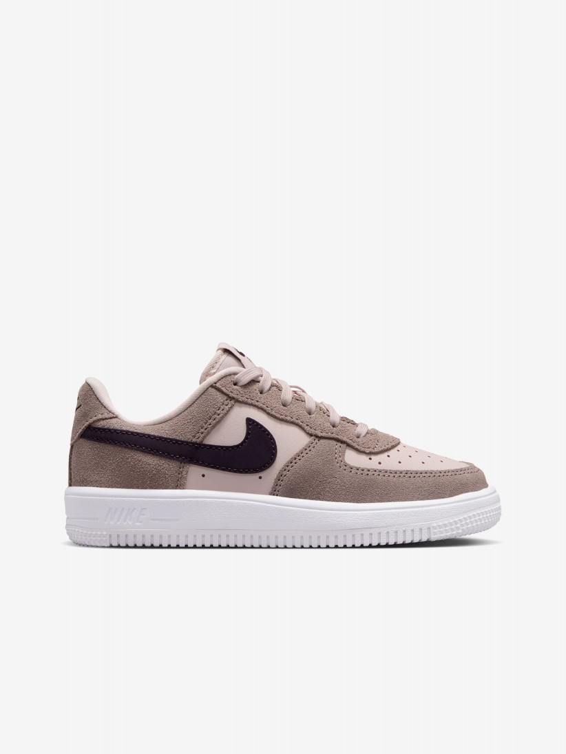 Sapatilhas Nike Force 1 Low Lace Essential+ Rosa e Castanhas Em Pele e Camur�a Para Crian�a