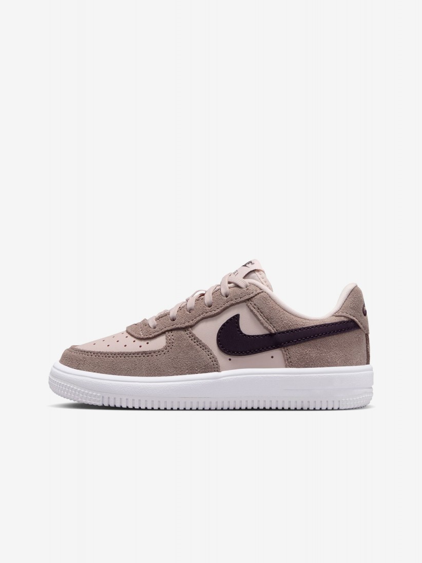 Sapatilhas Nike Force 1 Low Lace Essential+ Rosa e Castanhas Em Pele e Camur�a Para Crian�a