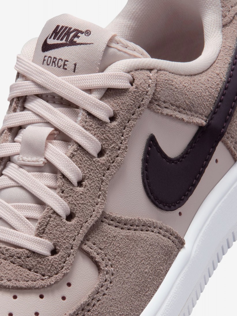 Sapatilhas Nike Force 1 Low Lace Essential+ Rosa e Castanhas Em Pele e Camur�a Para Crian�a