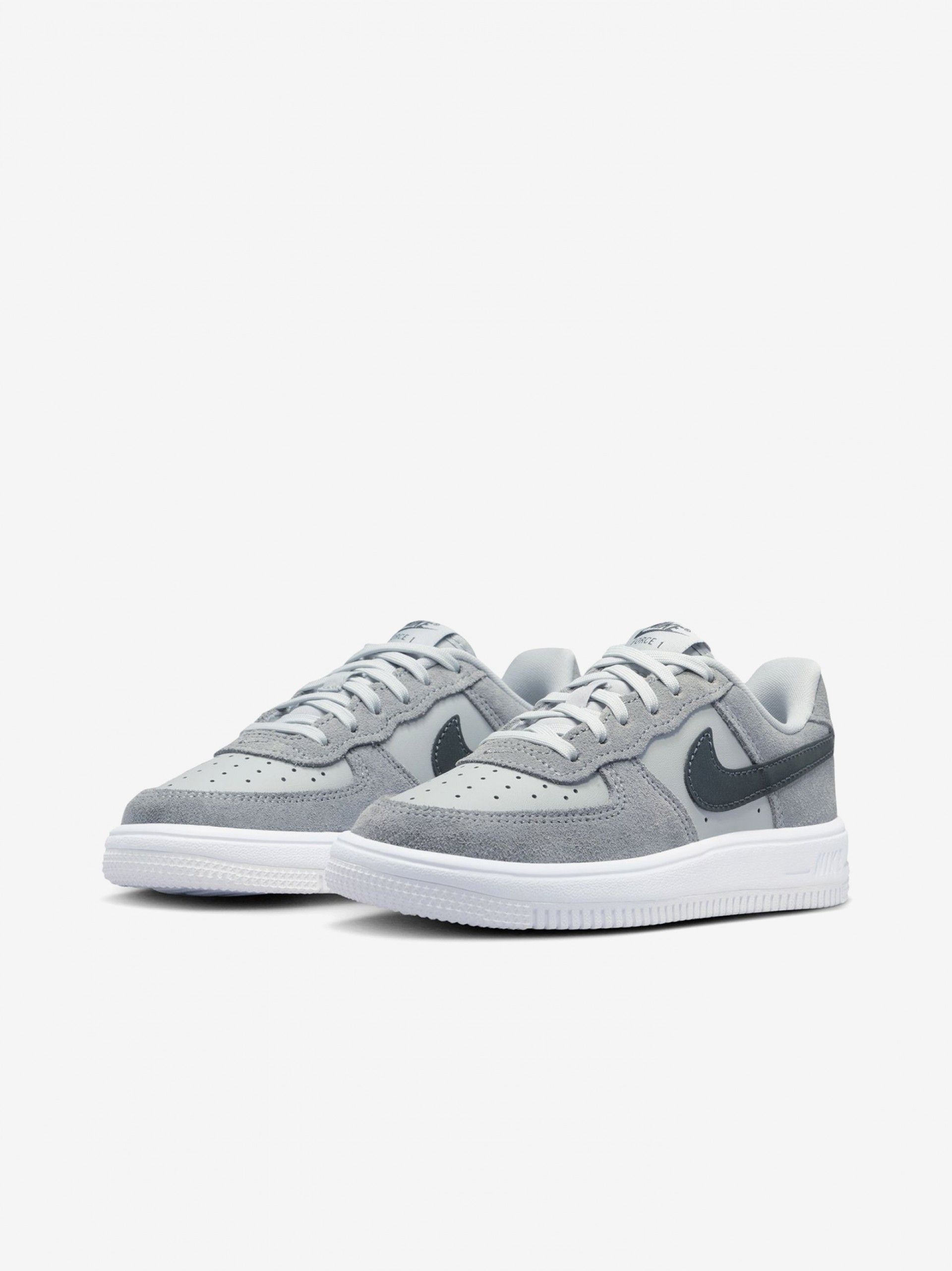 Zapatillas Nike Force 1 Low Lace Essential+ Grises De Piel y Gamuza Para Niño