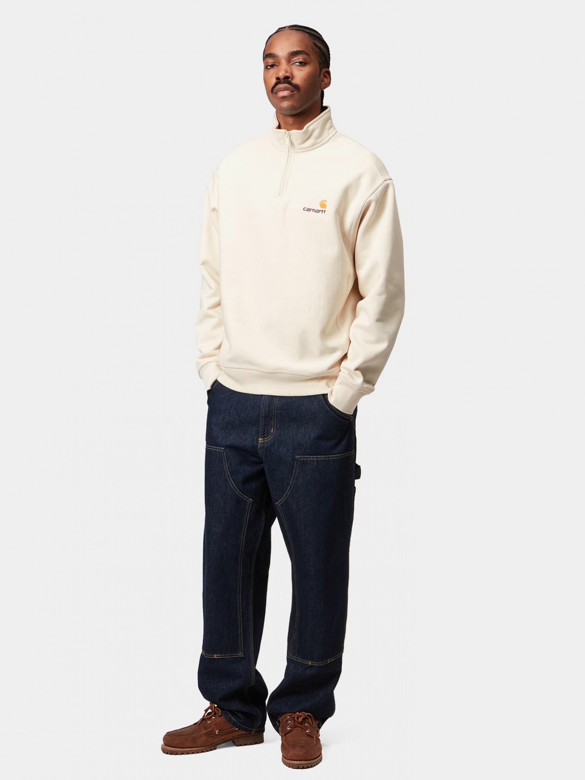 Camisola com Fecho Carhartt WIP American Script Bege