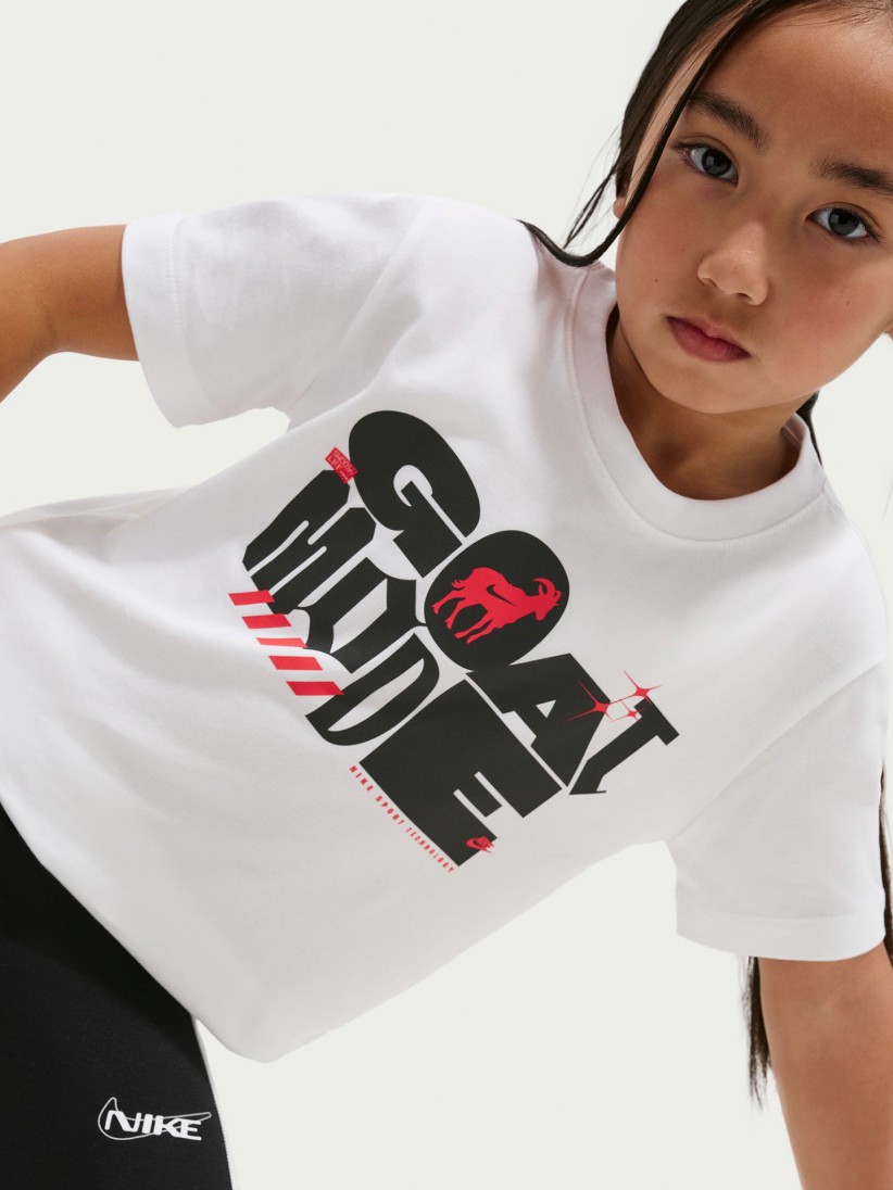 Camiseta Nike Sportswear Goat Mode J�nior Blanca