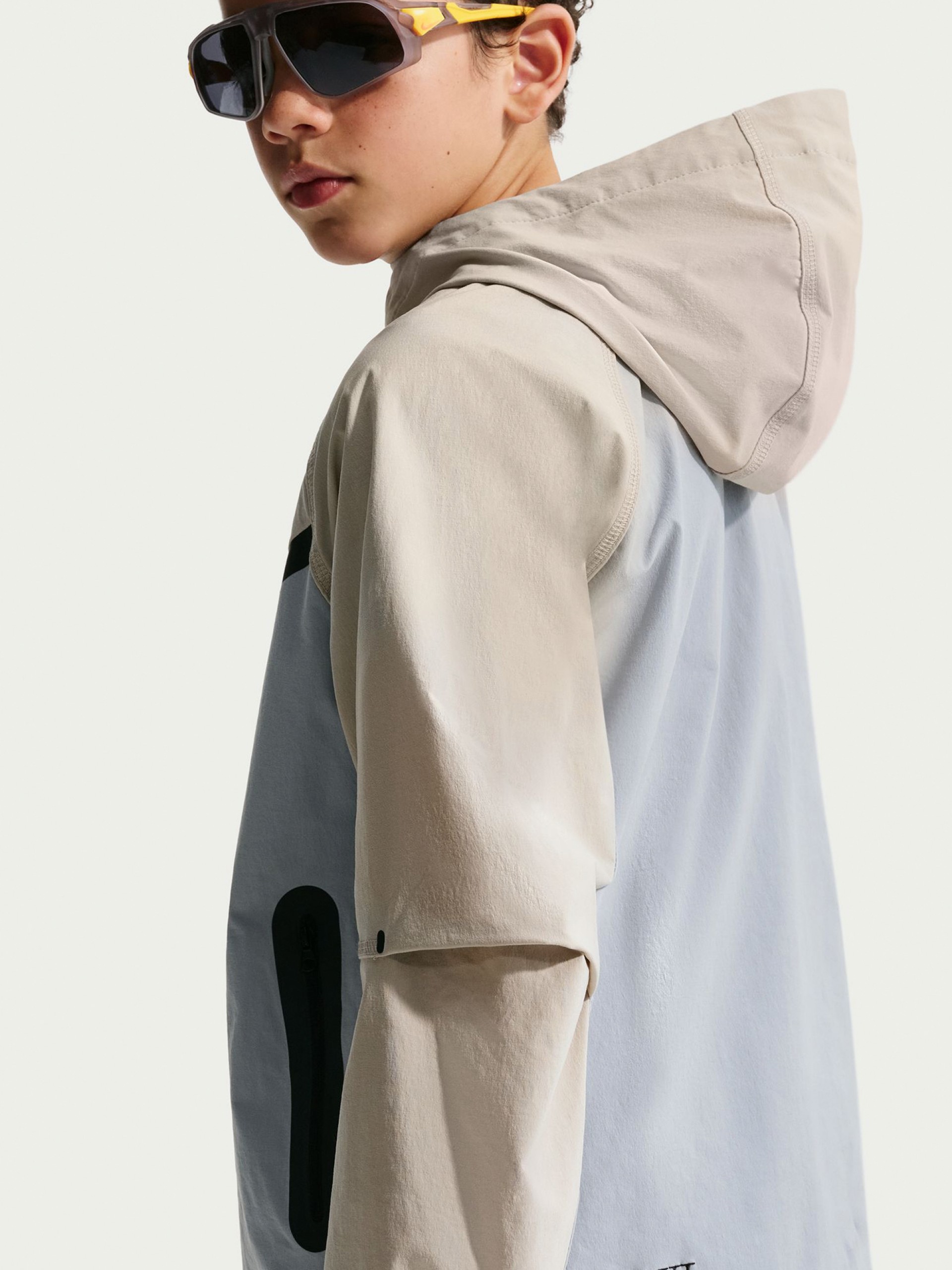 Nike Tech Woven Junior Grey and Beige Hooded Jacket