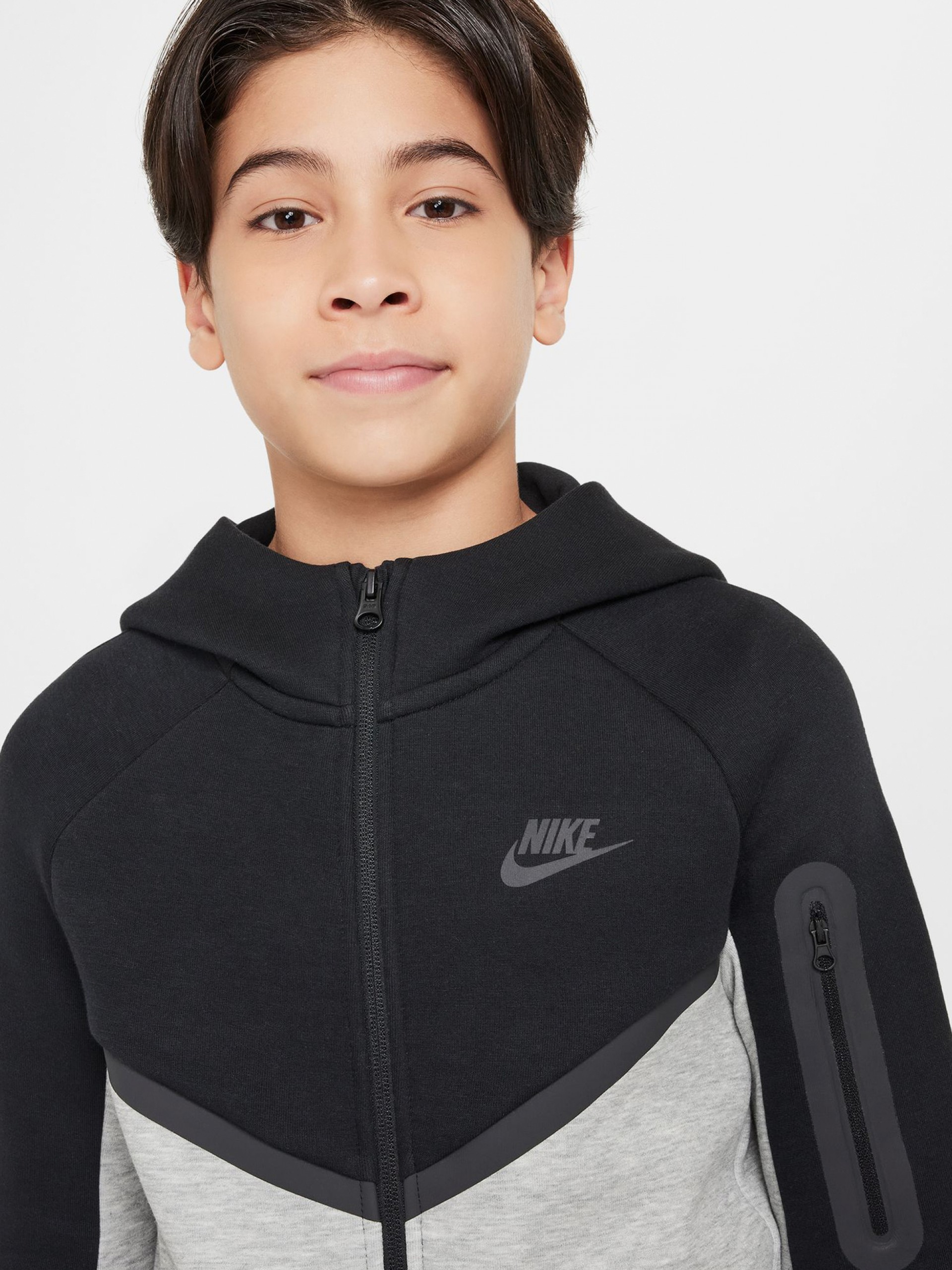 Casaco com Capuz Nike Sportswear Tech Fleece Júnior Cinzento e Preto