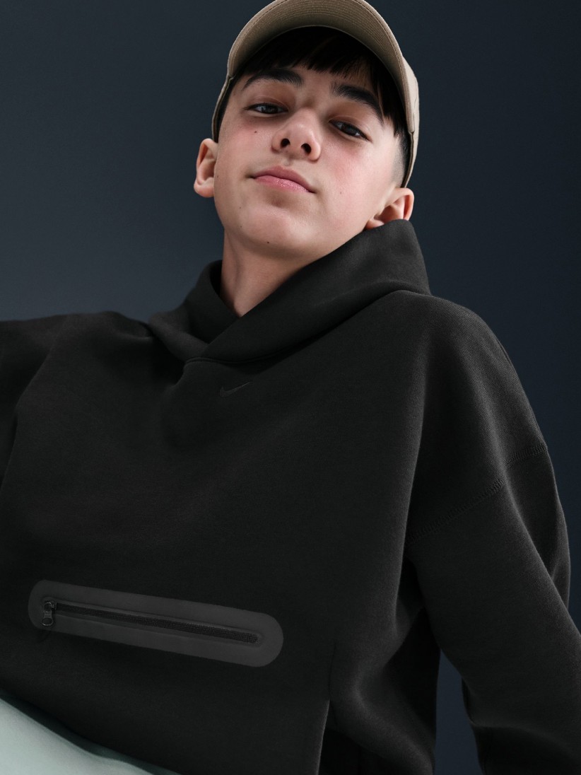 Camisola com Capuz Nike Sportswear Tech Fleece J�nior Preta