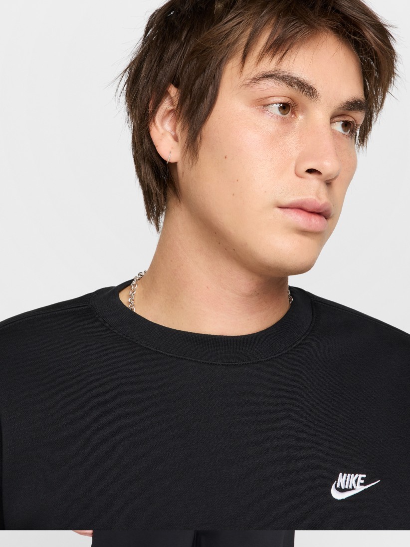 Sudadera Nike Club Negra Forro Polar Para Hombre