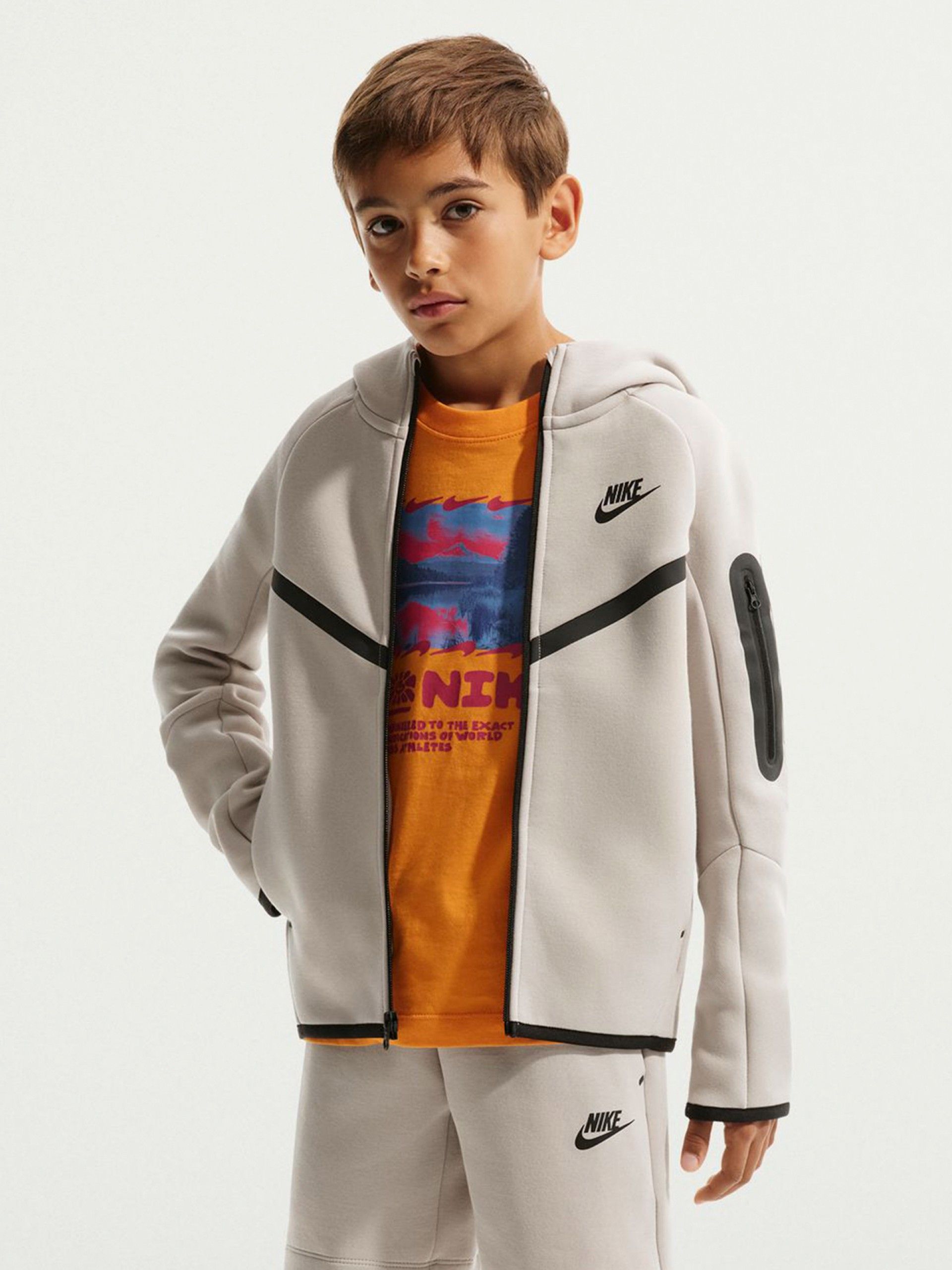 Nike Sportswear Tech Fleece Junior Beige Hooded Jacket