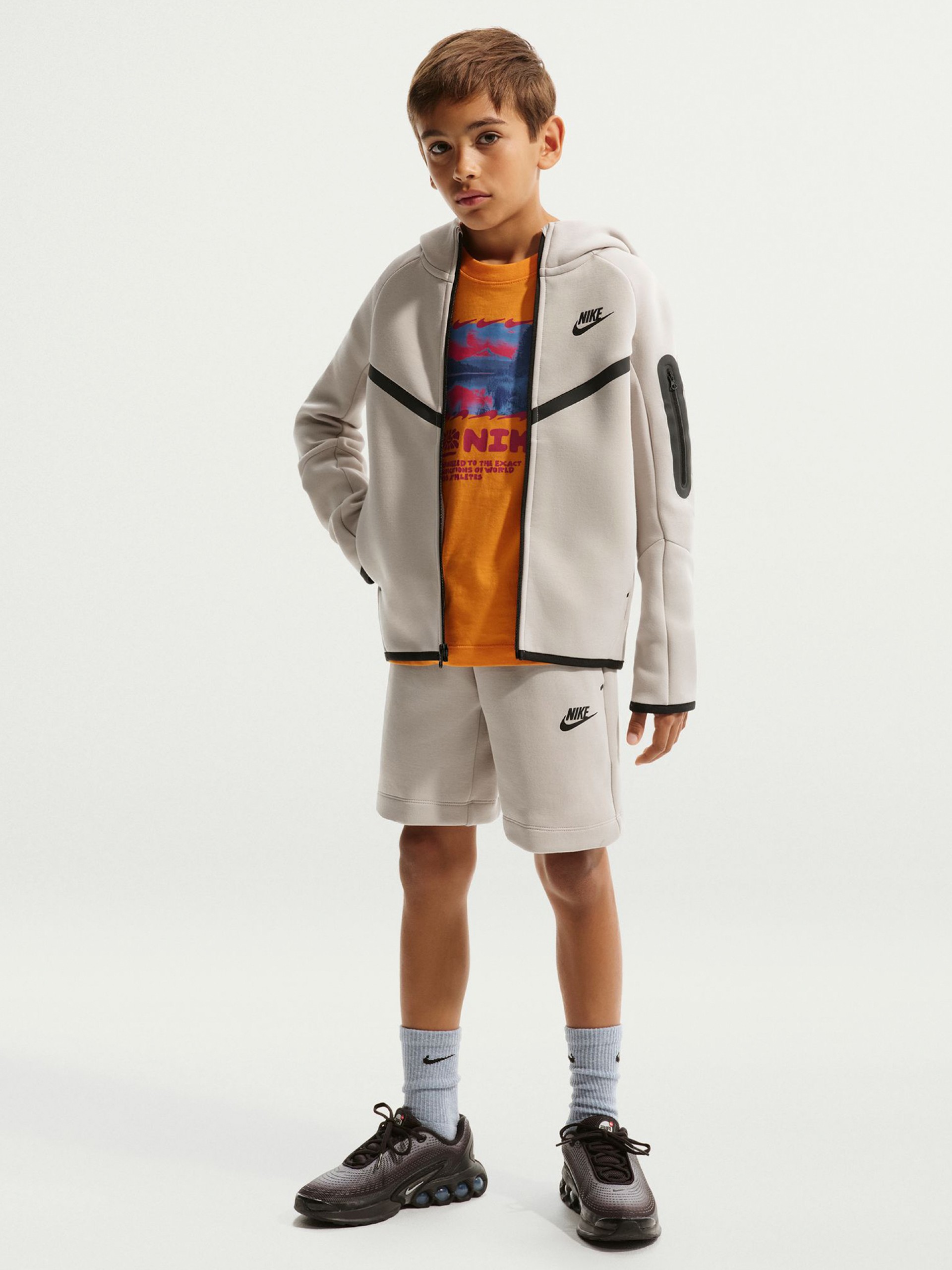 Nike Sportswear Tech Fleece Junior Beige Hooded Jacket