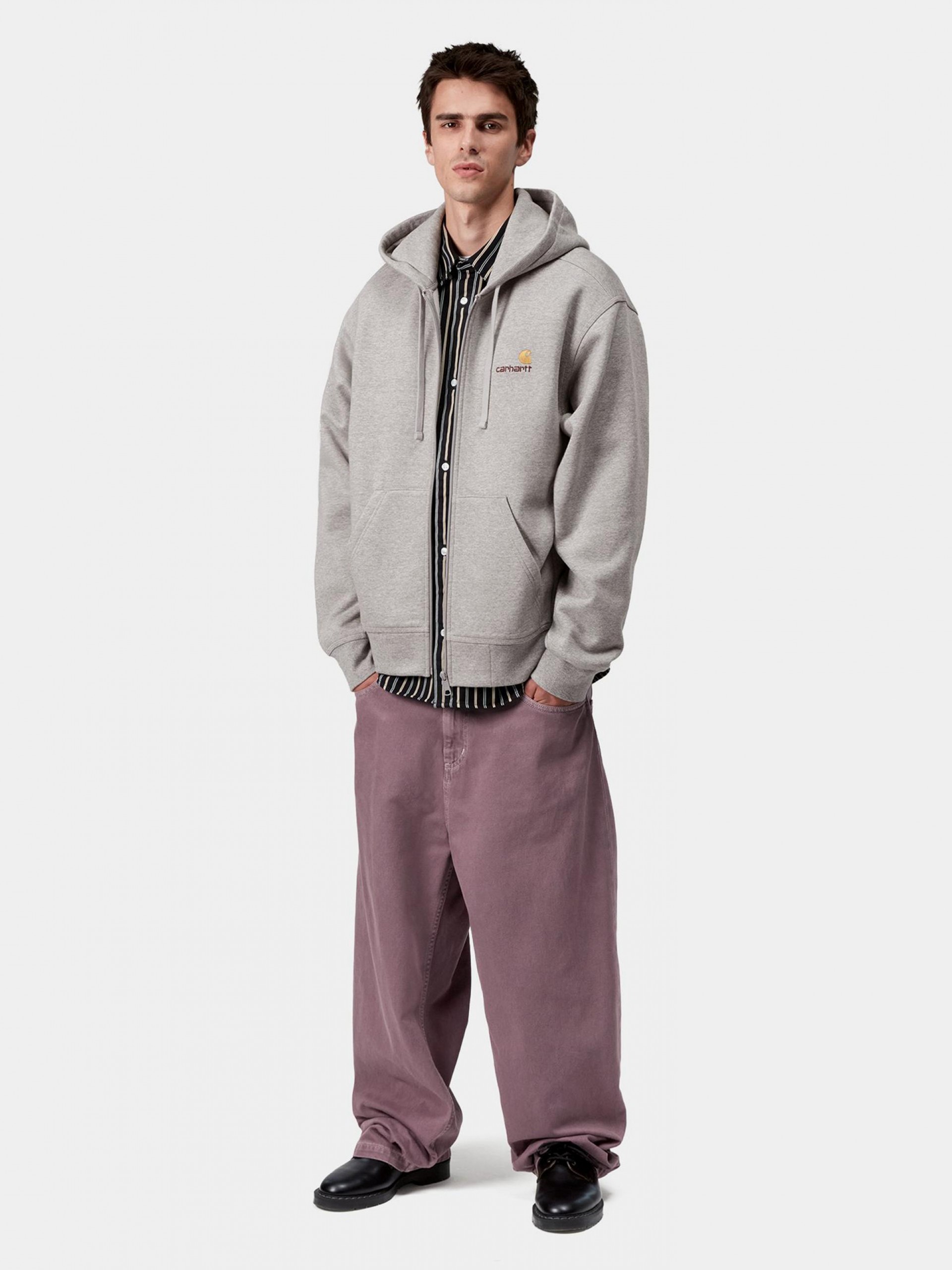 Casaco com Capuz Carhartt WIP American Script Cinzento