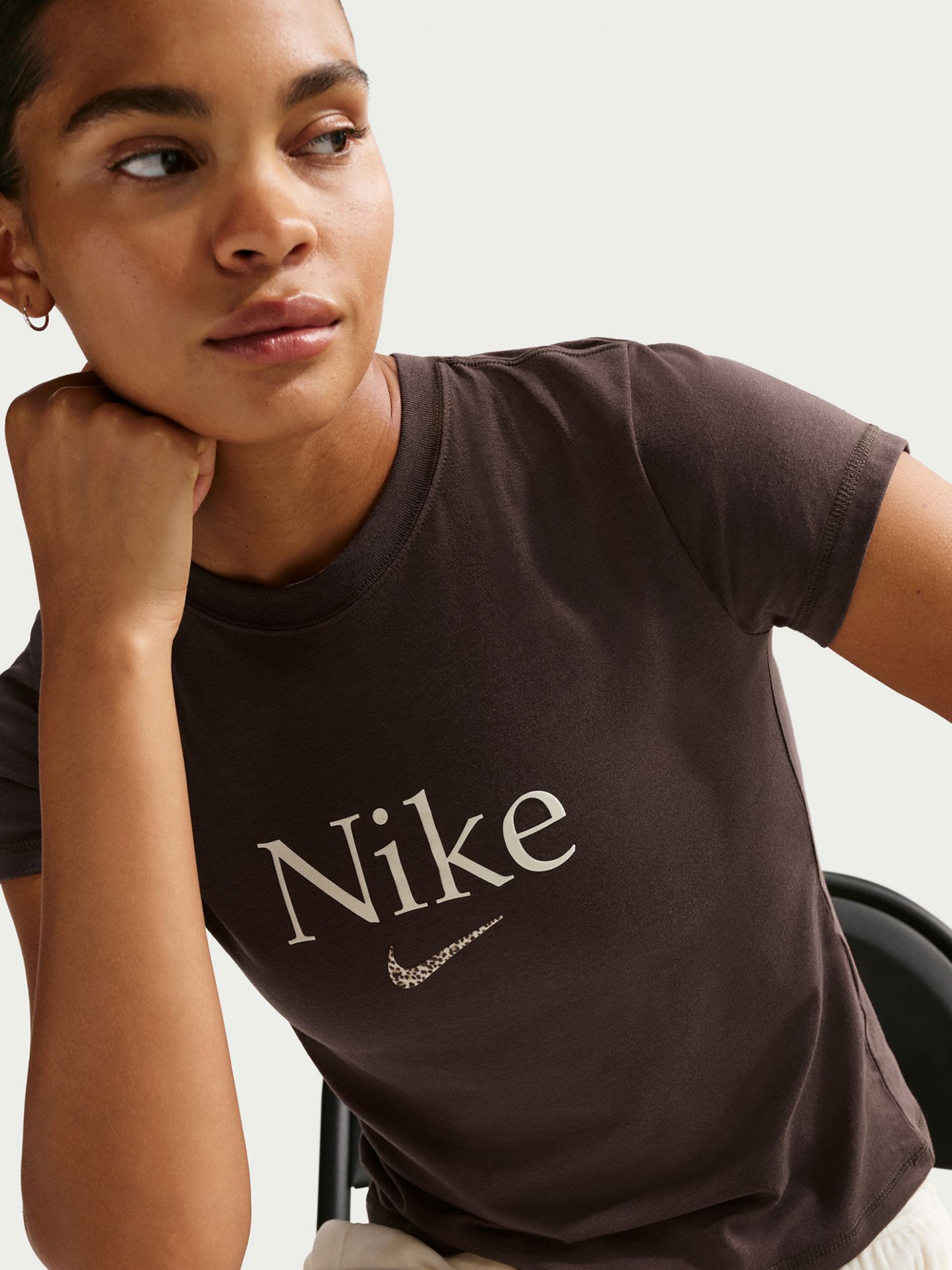 Nike Sportswear Cropped Brown T-shirt For Women
