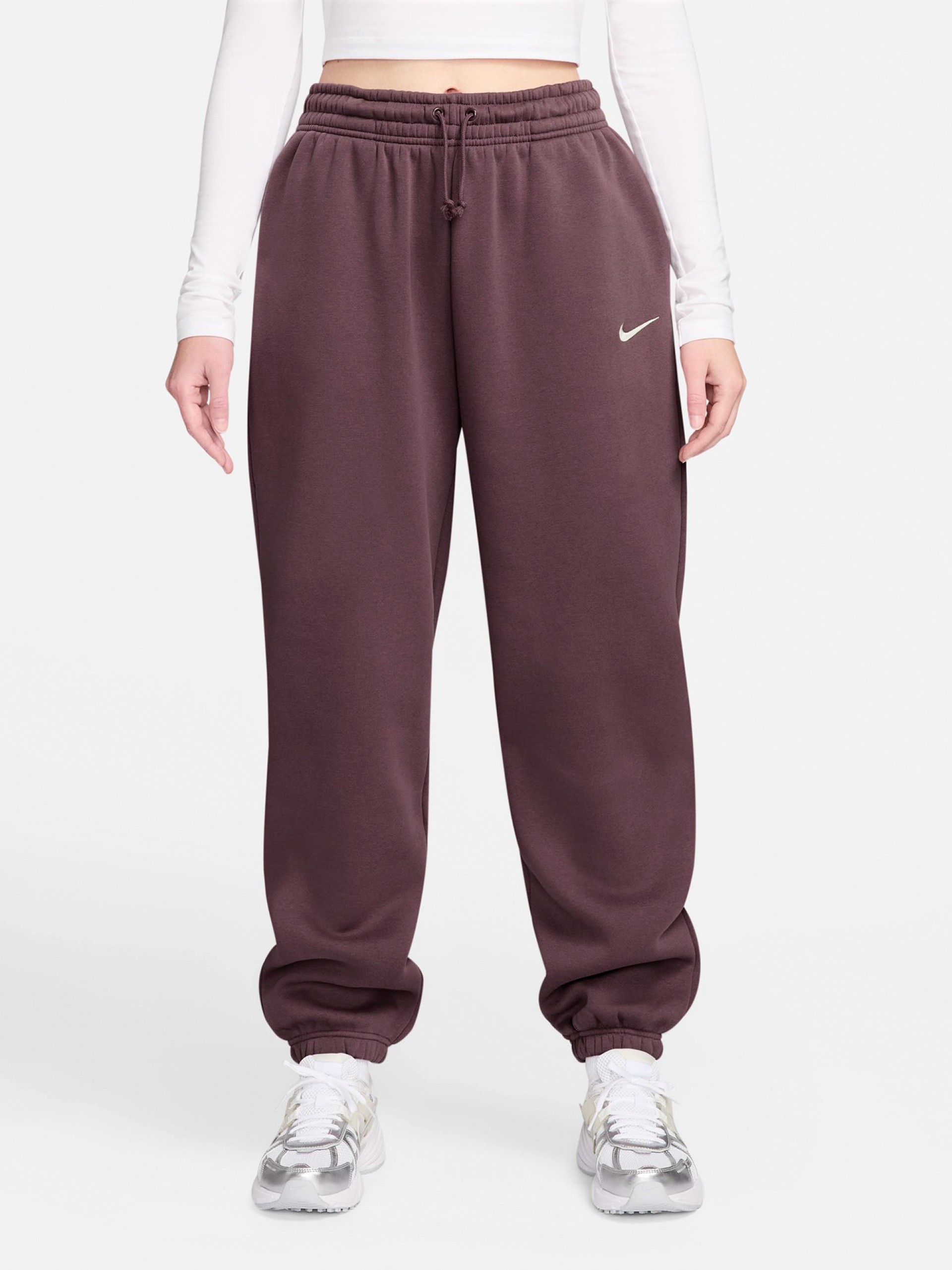 Pantalones Nike Sportswear Phoenix Fleece High Rise Burdeos Para Mujer