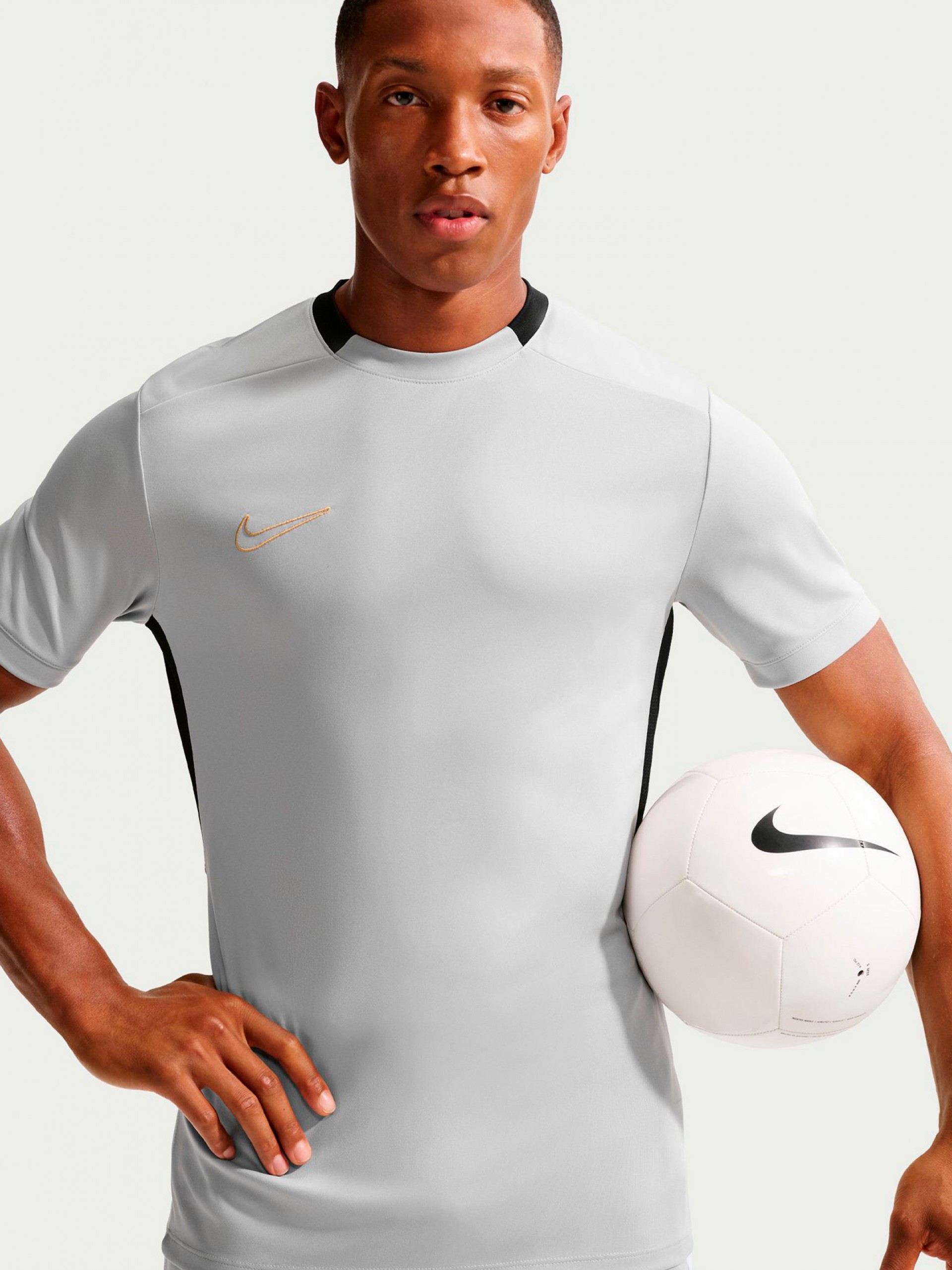 Nike Academy Dri-FIT Grey, Black and Golden Football T-shirt For Men