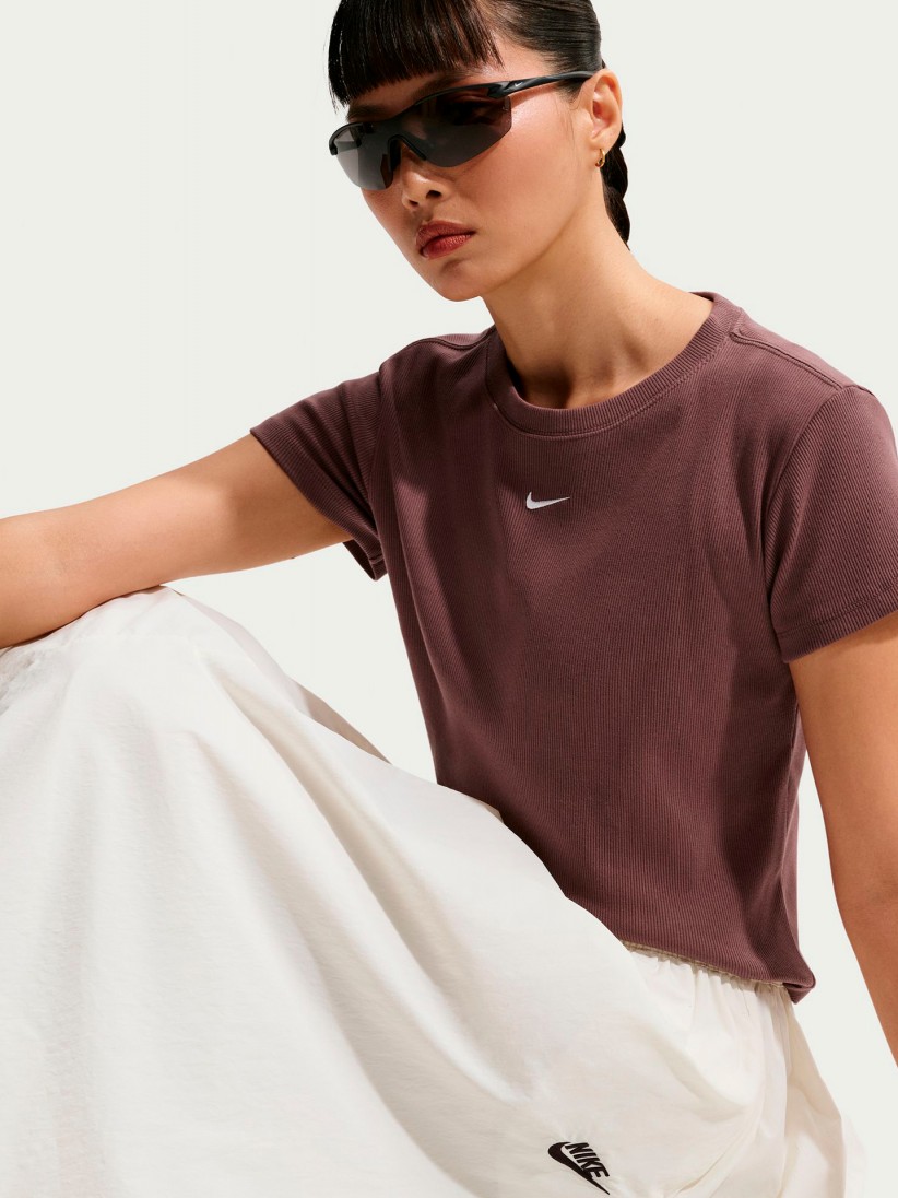 Nike Sportswear Tight Ribbed Burgundy T-shirt For Women