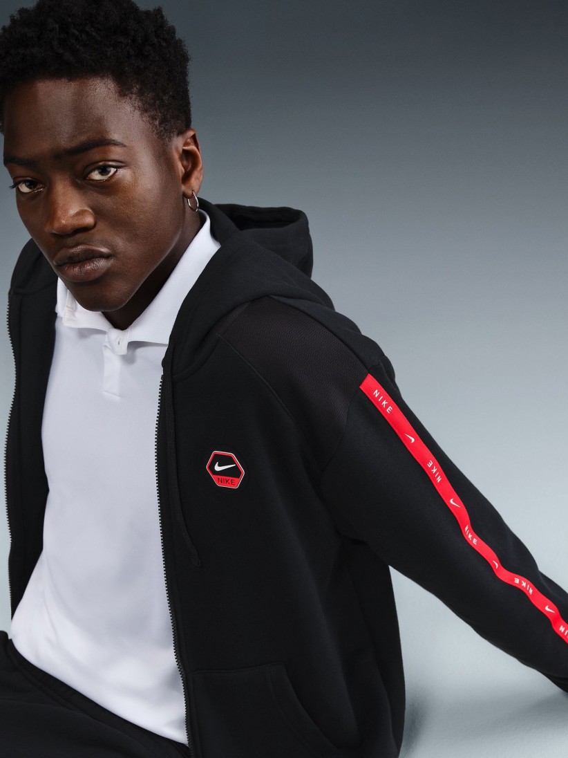 Nike Sportswear City Side Black and Red Hooded Jacket For Men