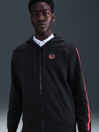 Nike Sportswear City Side Black and Red Hooded Jacket For Men