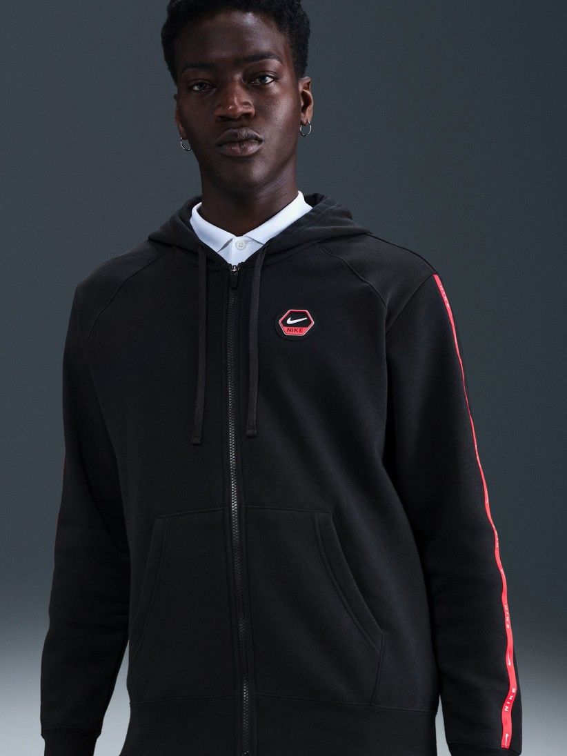 Nike Sportswear City Side Black and Red Hooded Jacket For Men