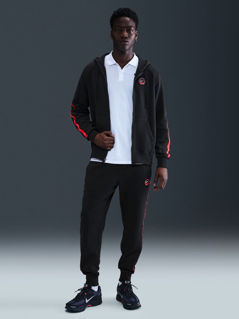 Nike Sportswear City Side Black and Red Hooded Jacket For Men