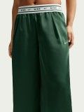 Nike Sportswear Loose Mid-Rise Satin Green and White Trousers For Women