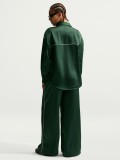 Nike Sportswear Loose Mid-Rise Satin Green and White Trousers For Women