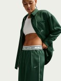 Nike Sportswear Loose Mid-Rise Satin Green and White Trousers For Women