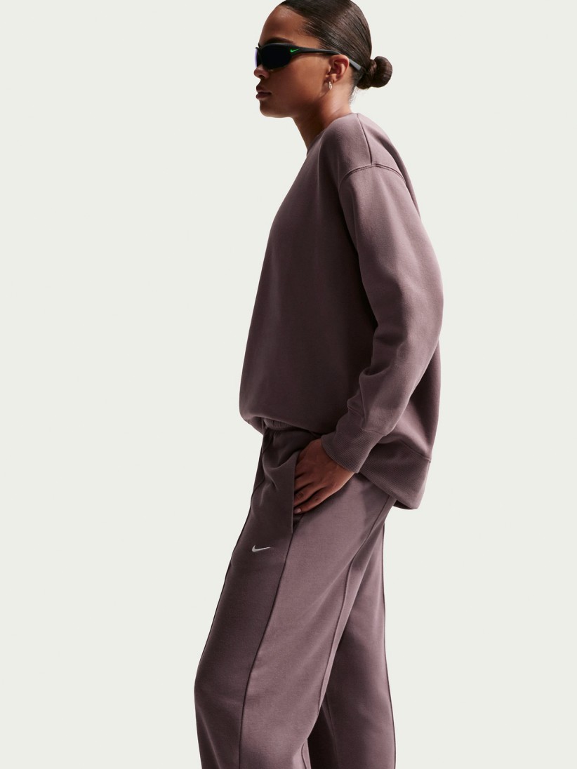 Nike Sportswear Chill Terry Mid-Rise Burgundy Trousers For Women