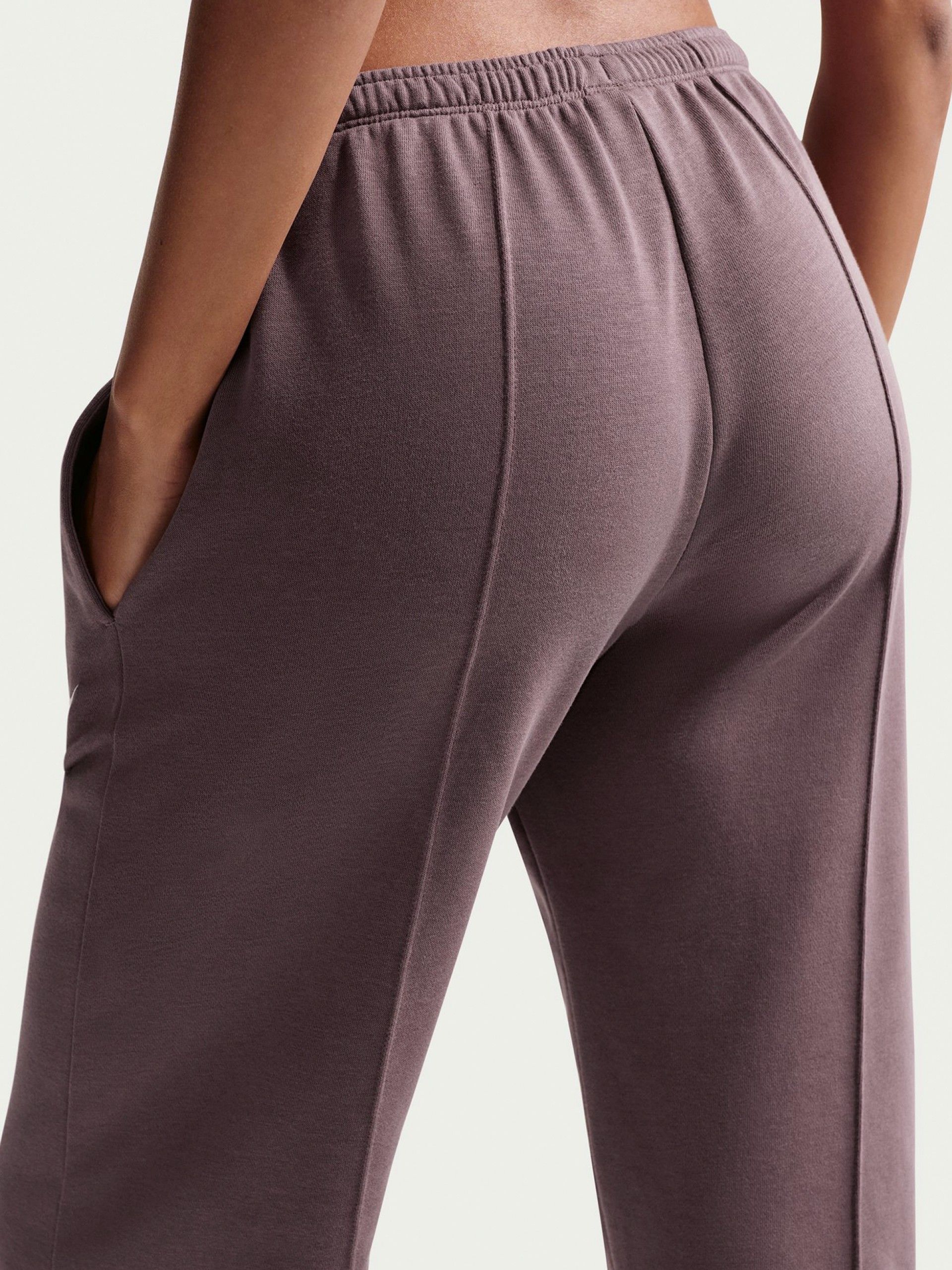 Calças Nike Sportswear Chill Terry Mid-Rise Bordeaux Para Mulher