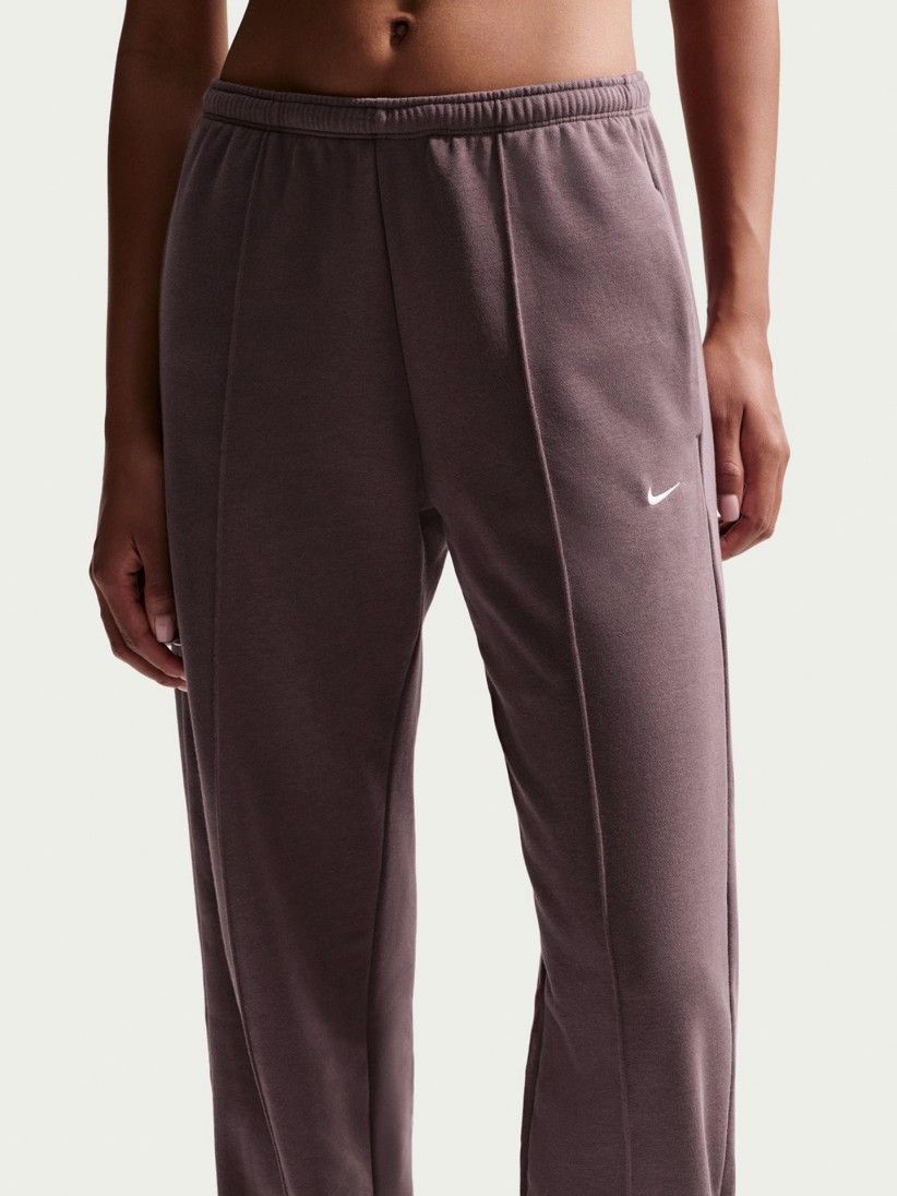 Nike Sportswear Chill Terry Mid-Rise Burgundy Trousers For Women