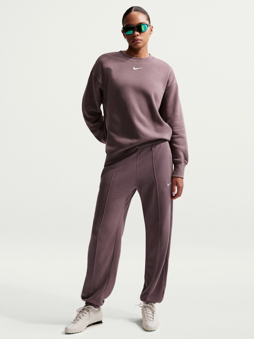 Nike Sportswear Chill Terry Mid-Rise Burgundy Trousers For Women