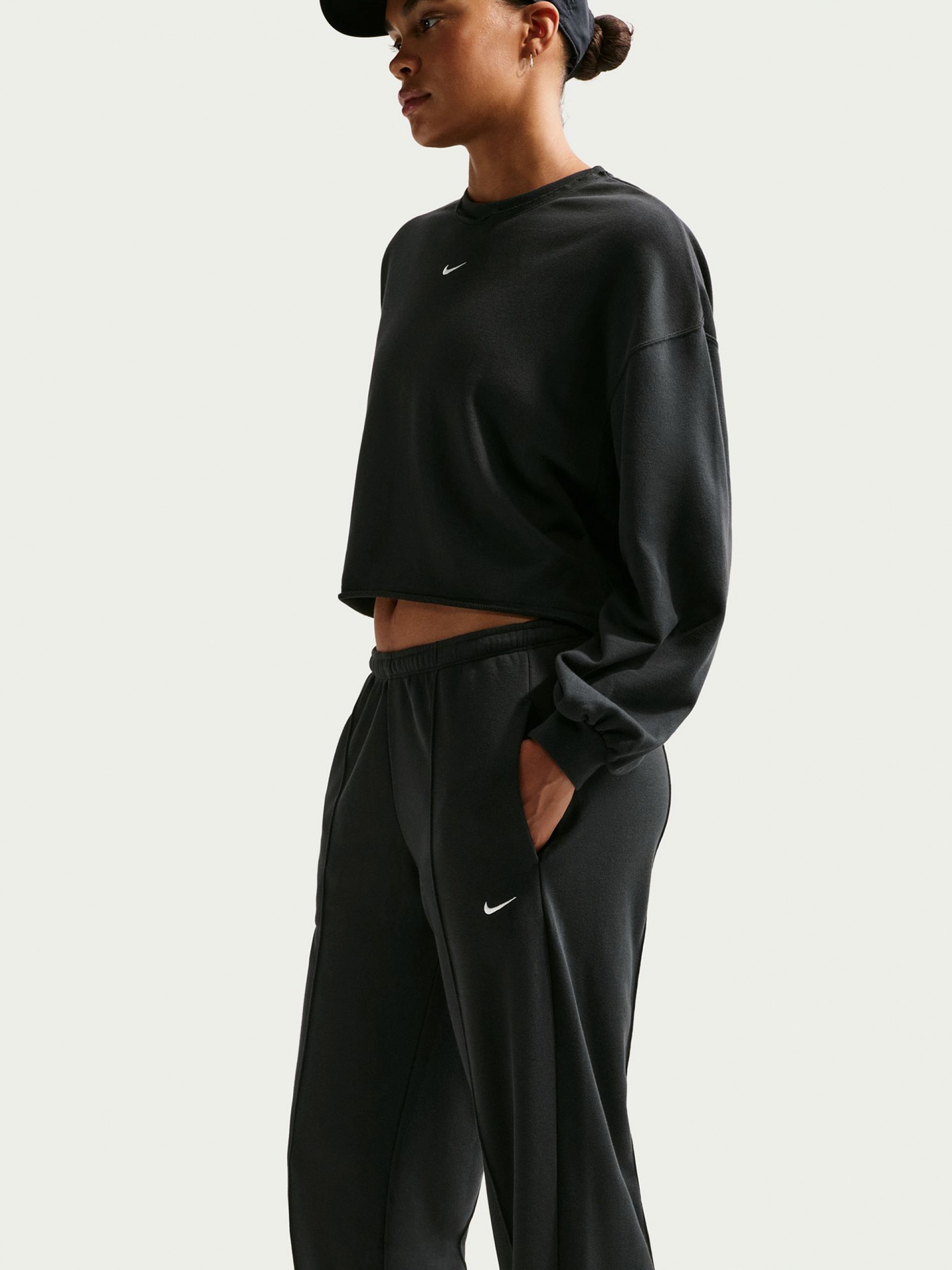 Nike Sportswear Chill Terry Mid-Rise Black Trousers For Women