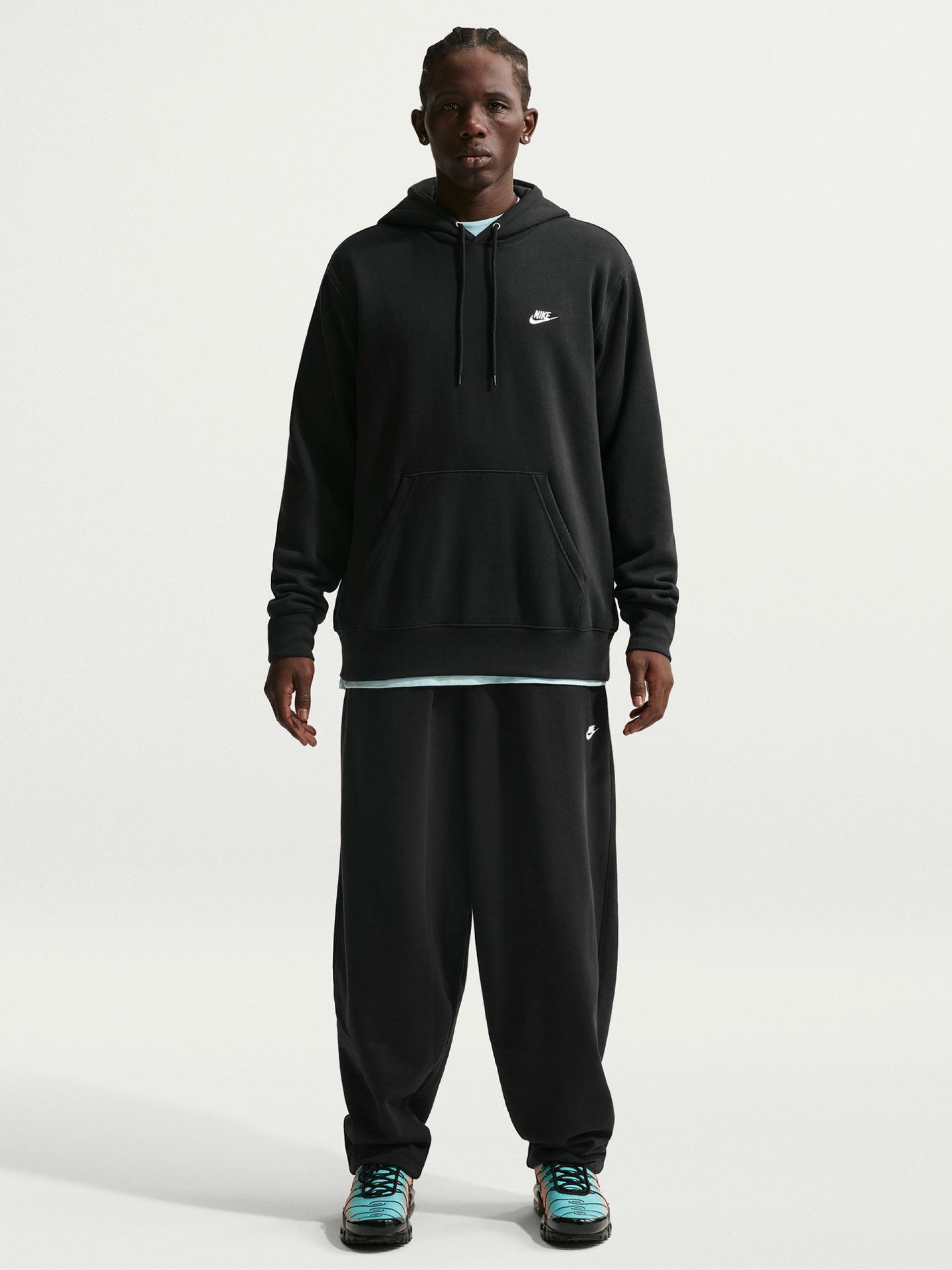 Calças Nike Sportswear Club Oversized Pretas Para Homem