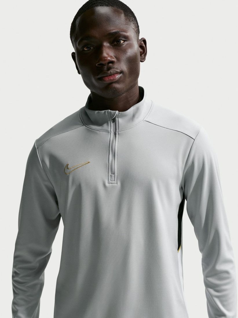 Nike Academy Dri-FIT Grey, Black and Golden Football Zip Sweater For Men Nike Academy Dri-FIT Grey, Black and Golden Football Zip Sweater For Men