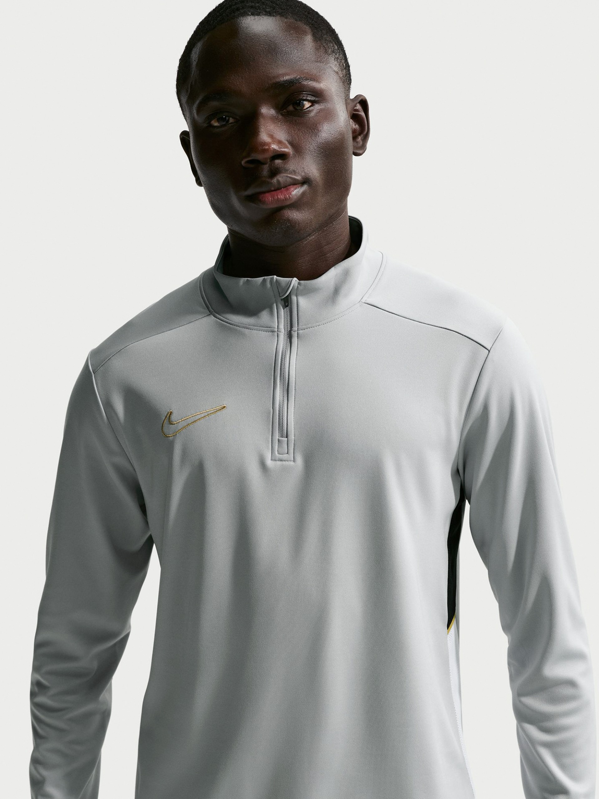 Camisola com Fecho de Futebol Nike Academy Dri-FIT Cinzenta, Preta e Dourada Para Homem