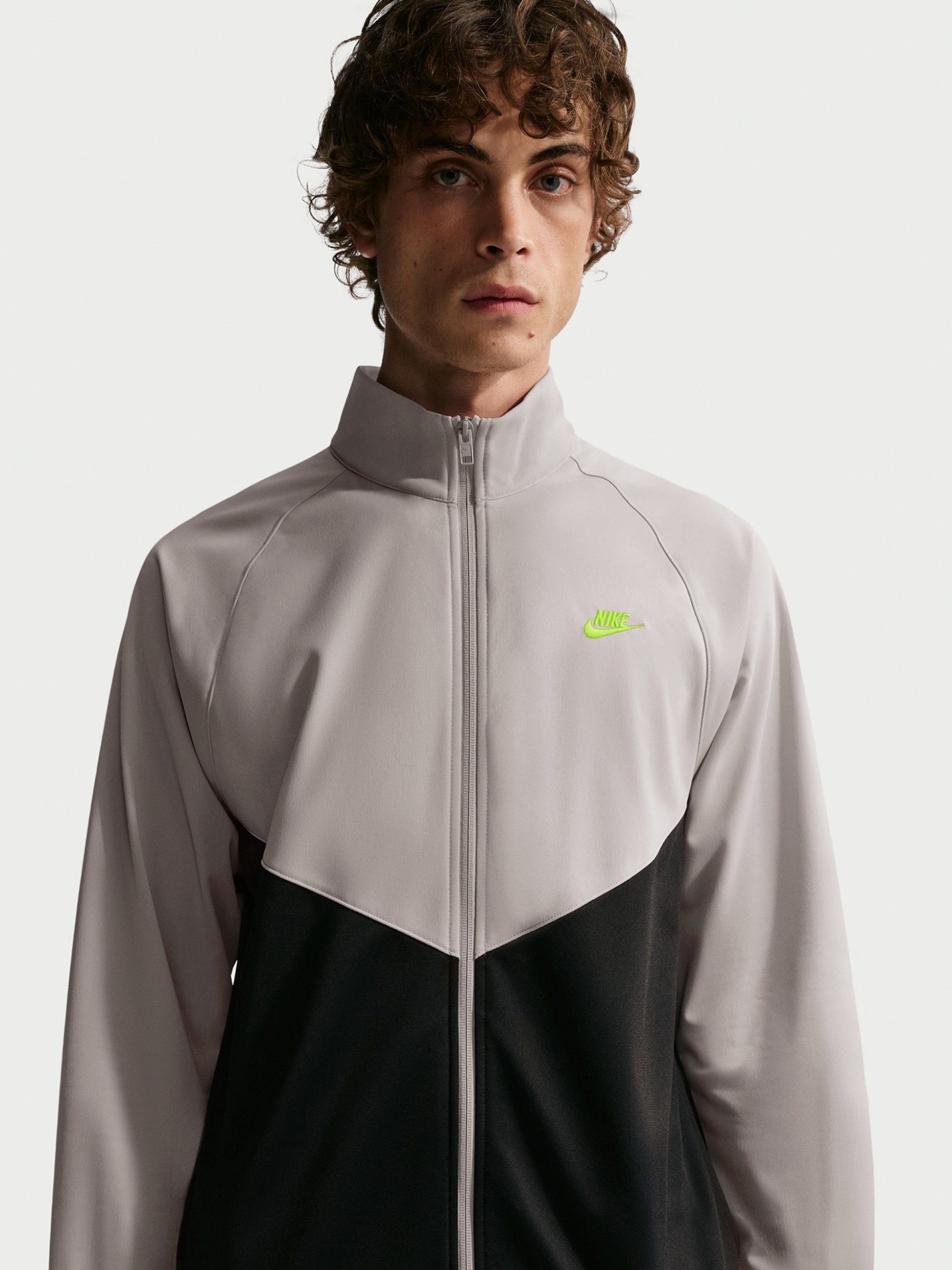 Fato de Treino Nike Windrunner De Malha de Poliéster Preto e Cinzento Para Homem